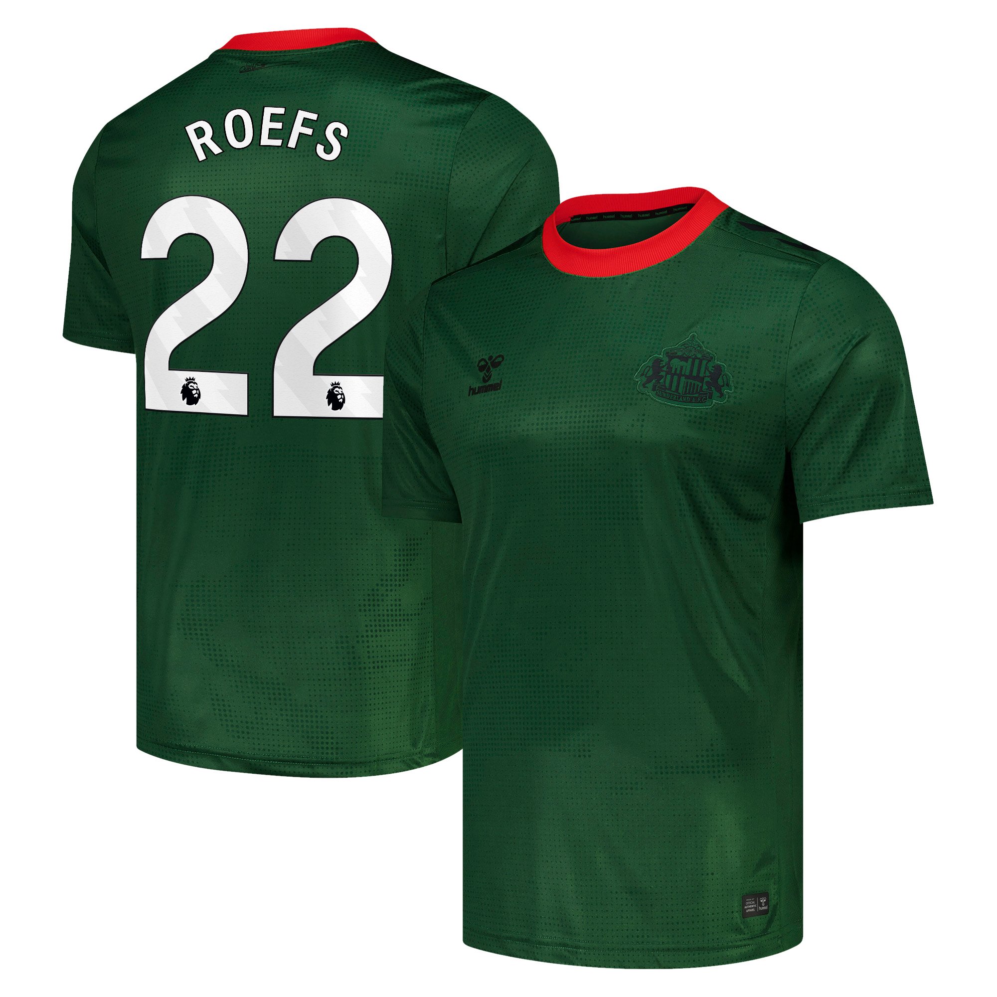 Sunderland Hummel Goalkeeper Shirt 2026-27 with Roefs 22 printing