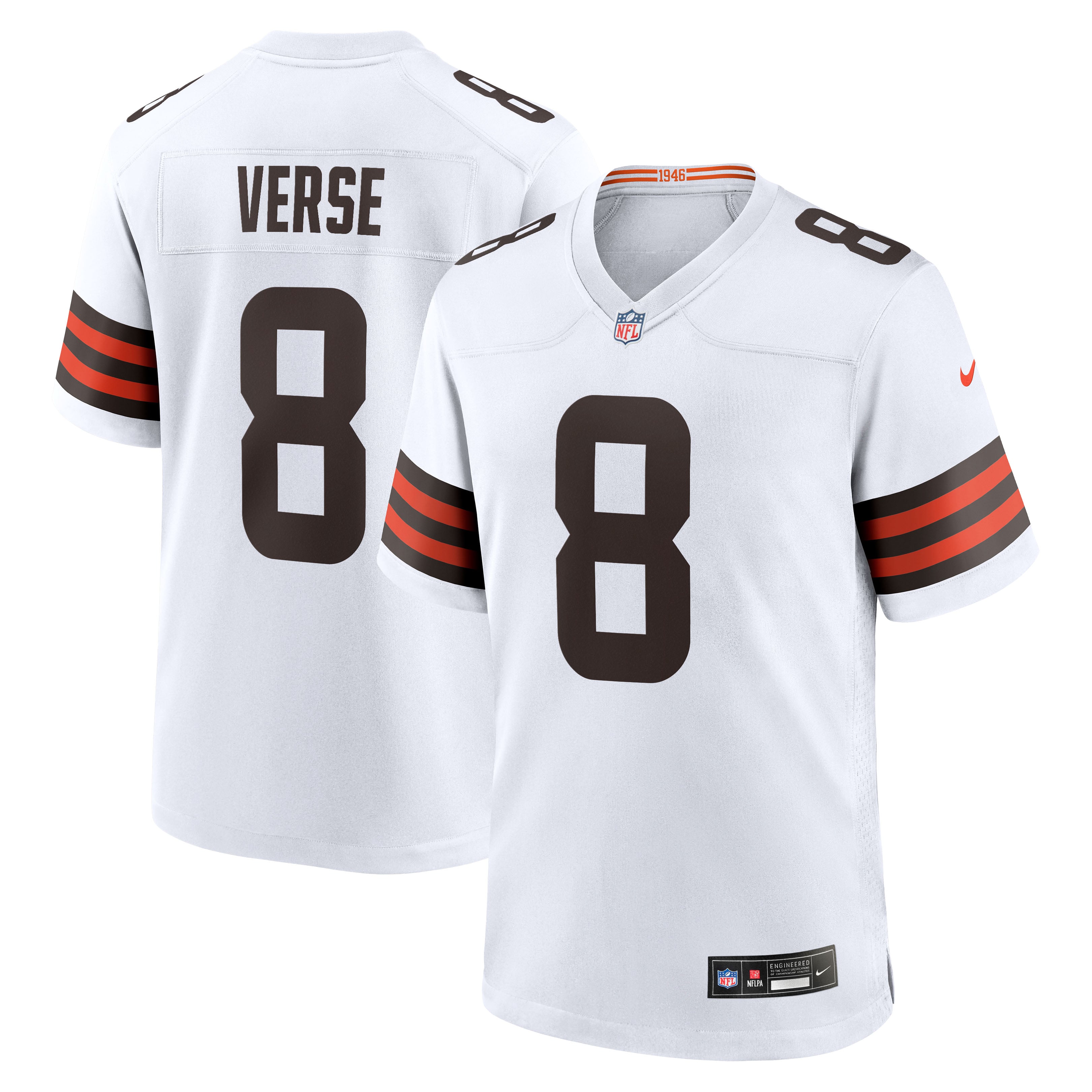 Cleveland Browns Nike Game Road Jersey - White - Jared Verse - Mens