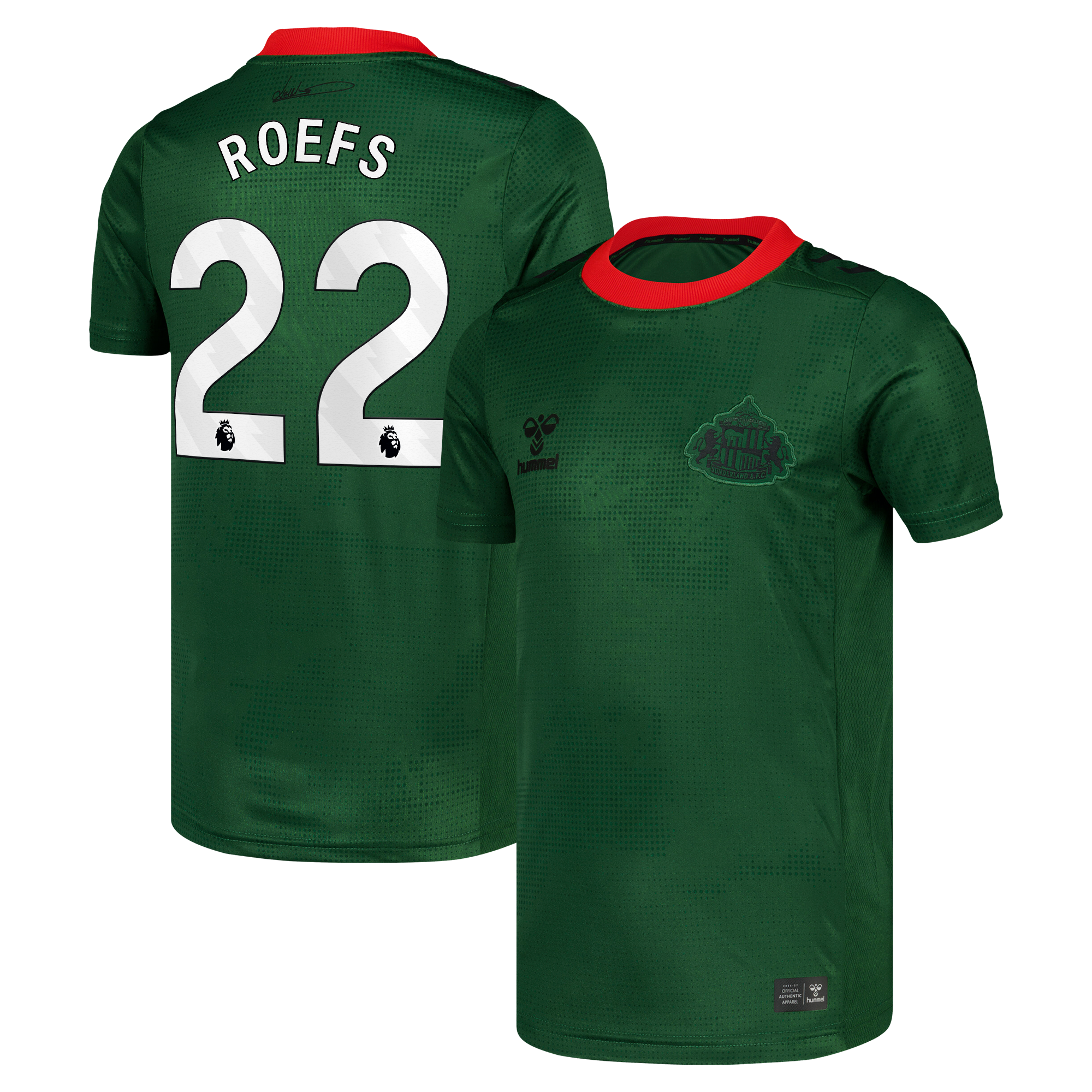 Sunderland Hummel Goalkeeper Shirt 2026-27 - Kids with Roefs 22 printing