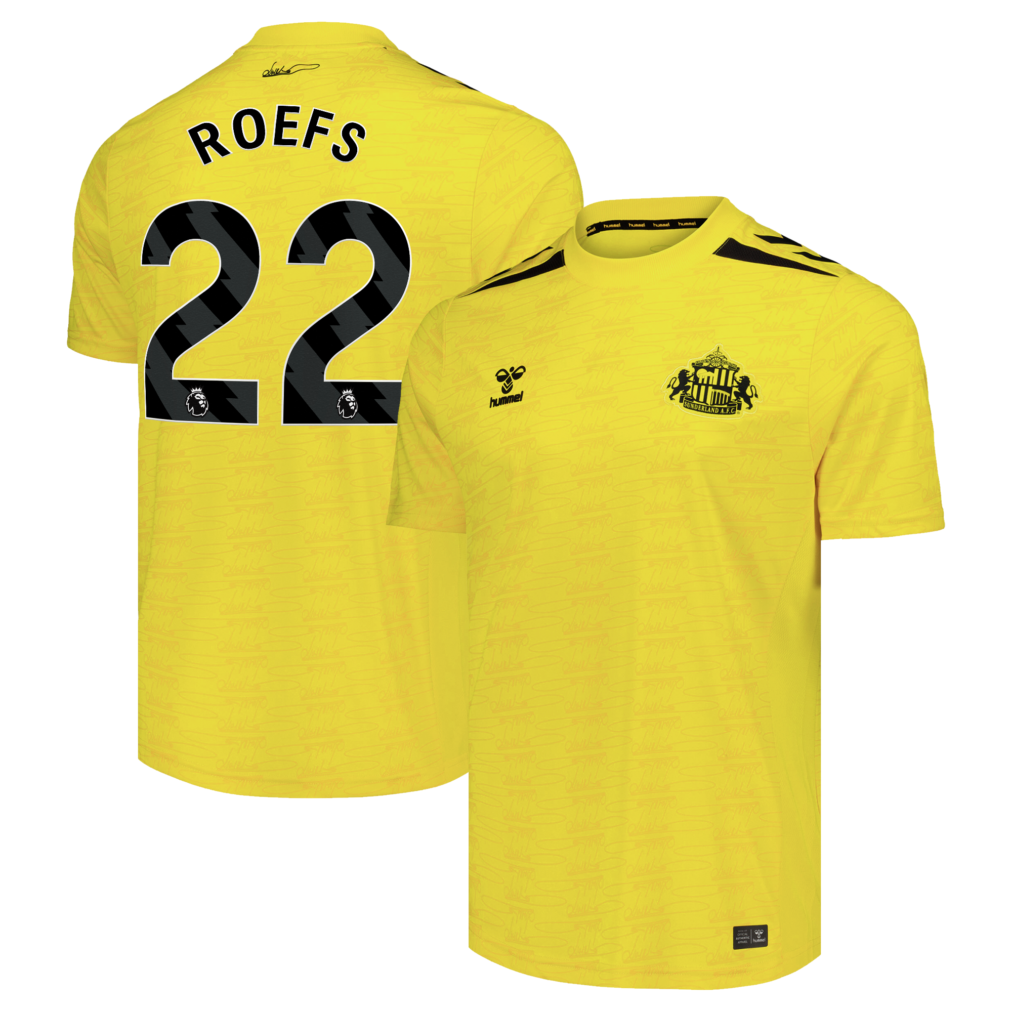 Sunderland Hummel Goalkeeper Shirt 2026-27 with Roefs 22 printing