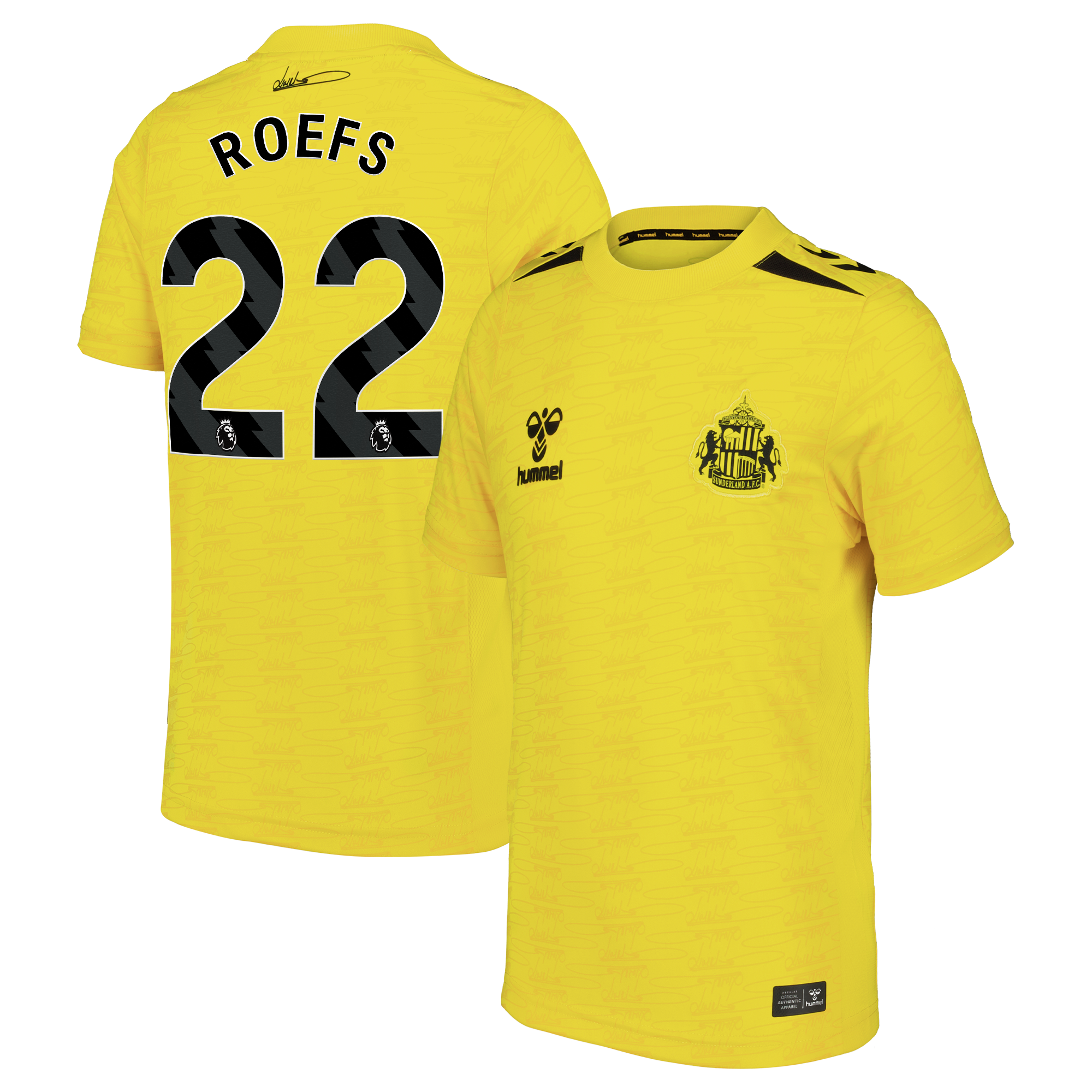 Sunderland Hummel Goalkeeper Shirt 2026-27 - Kids with Roefs 22 printing