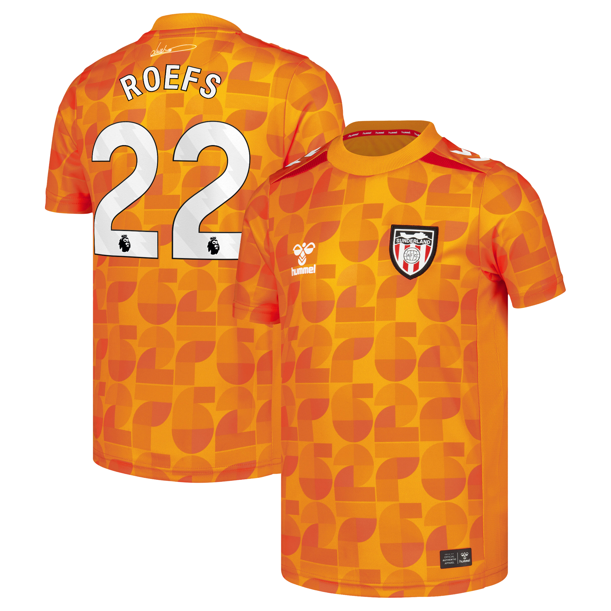 Sunderland Hummel Goalkeeper Shirt 2026-27 - Kids with Roefs 22 printing