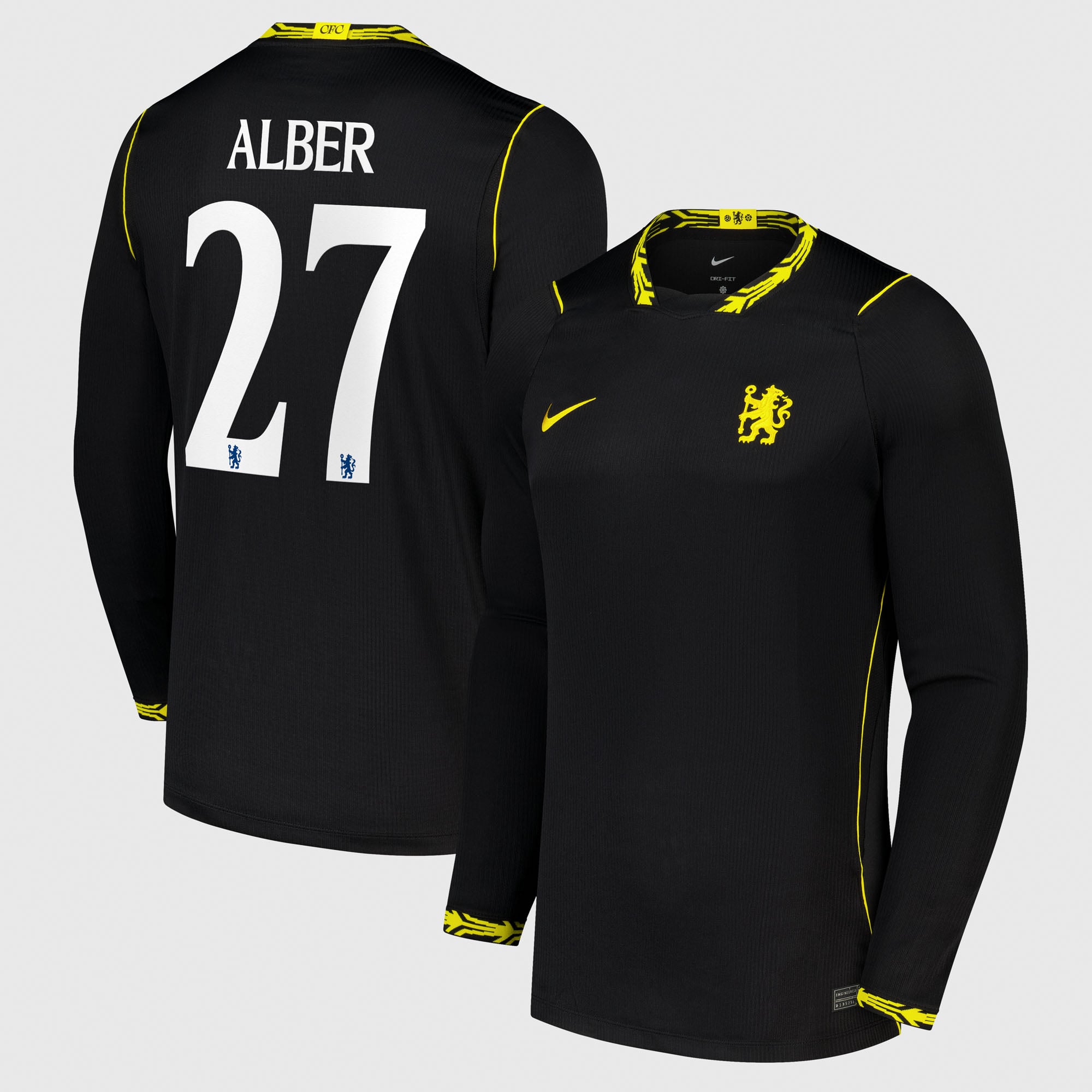 Chelsea Cup Nike Away Stadium Long Sleeve Shirt 2026-27 with Alber 27 printing