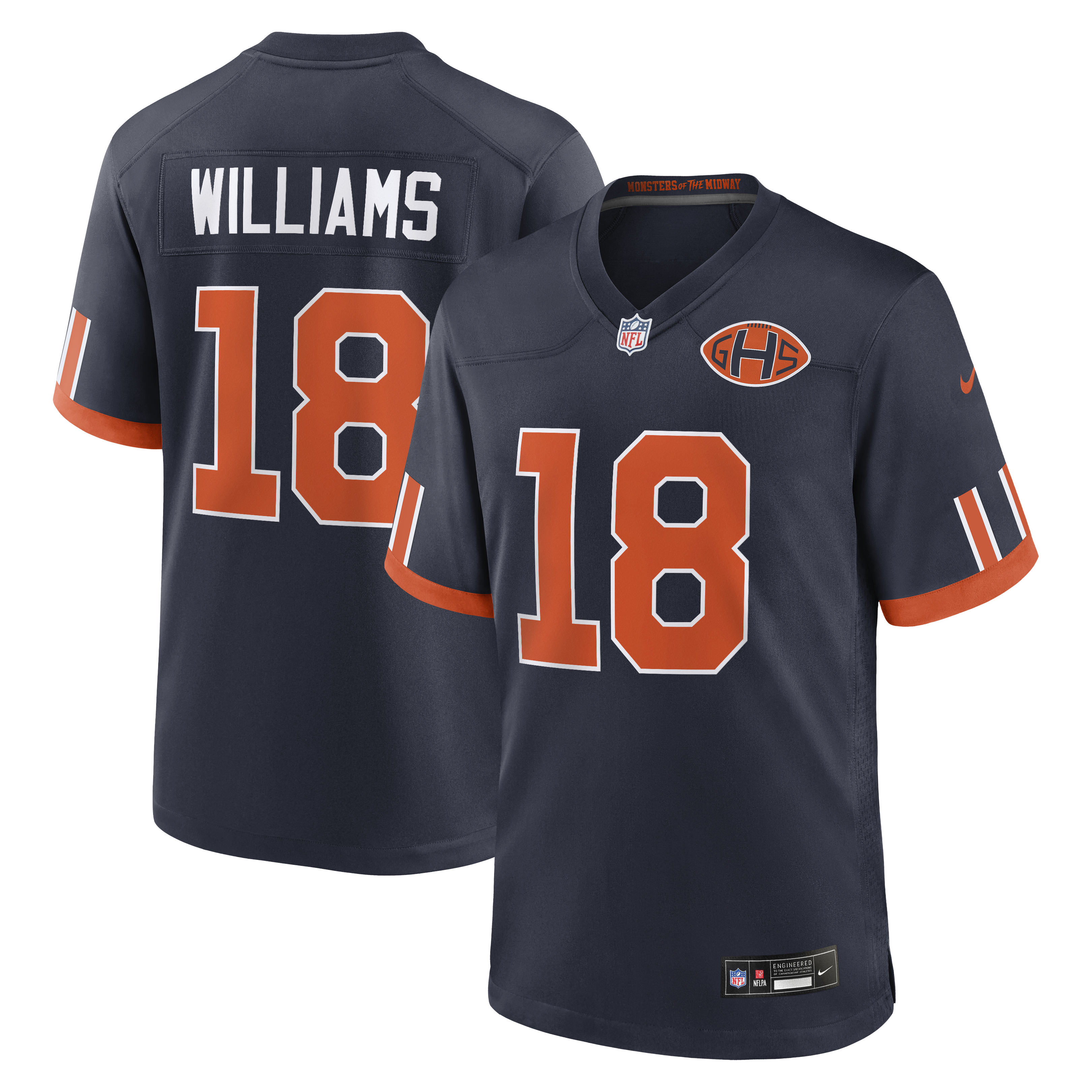 Chicago Bears Nike Rivalries Game Jersey - Navy - Caleb Williams - Mens, , rebel_hi-res