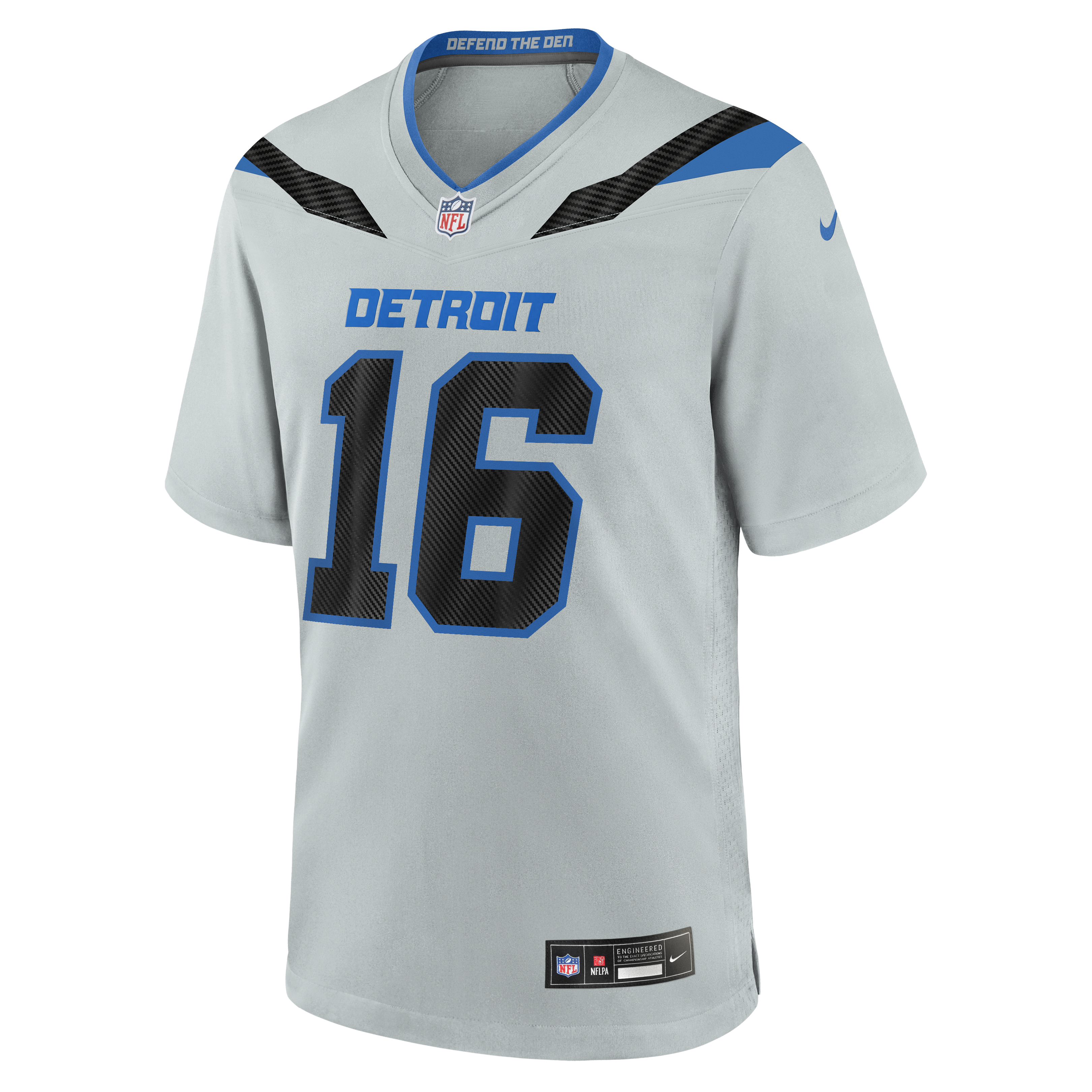 Detroit Lions Nike Rivalries Game Jersey - Silver - Jared Goff - Mens, , rebel_hi-res