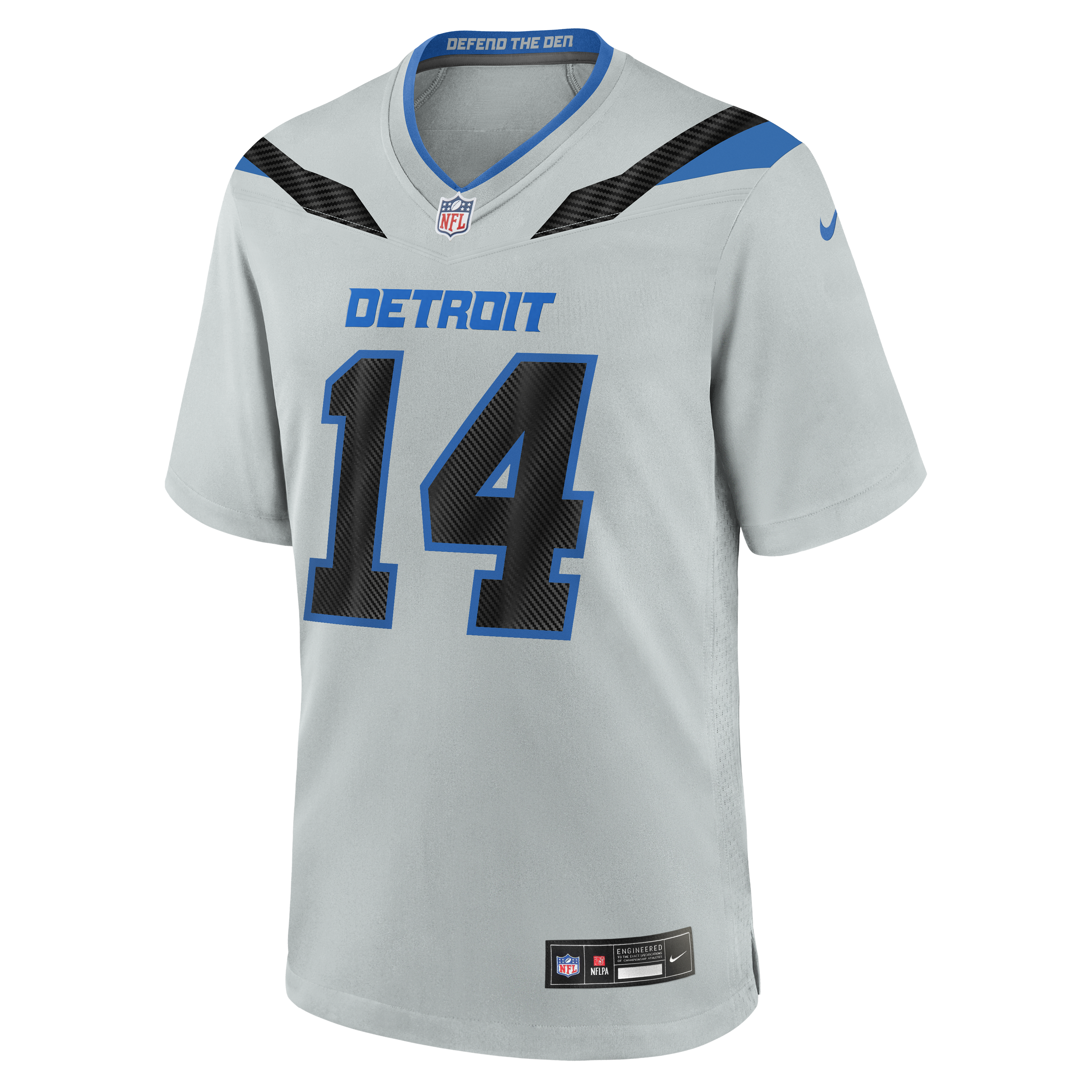 Detroit Lions Nike Rivalries Game Jersey - Silver - Amon-Ra St. Brown - Mens, , rebel_hi-res