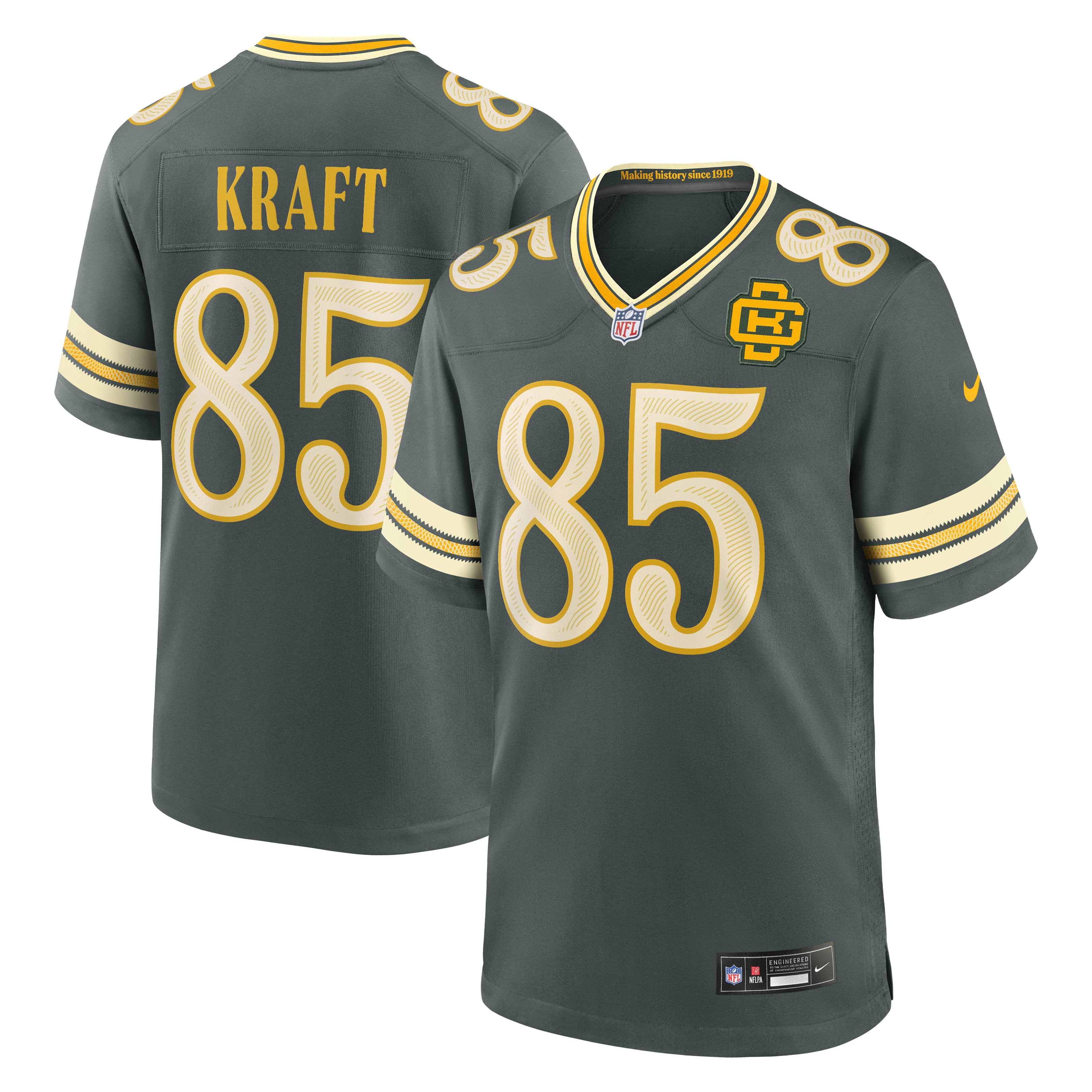Green Bay Packers Nike Rivalries Game Jersey - Green - Tucker Kraft - Mens, , rebel_hi-res