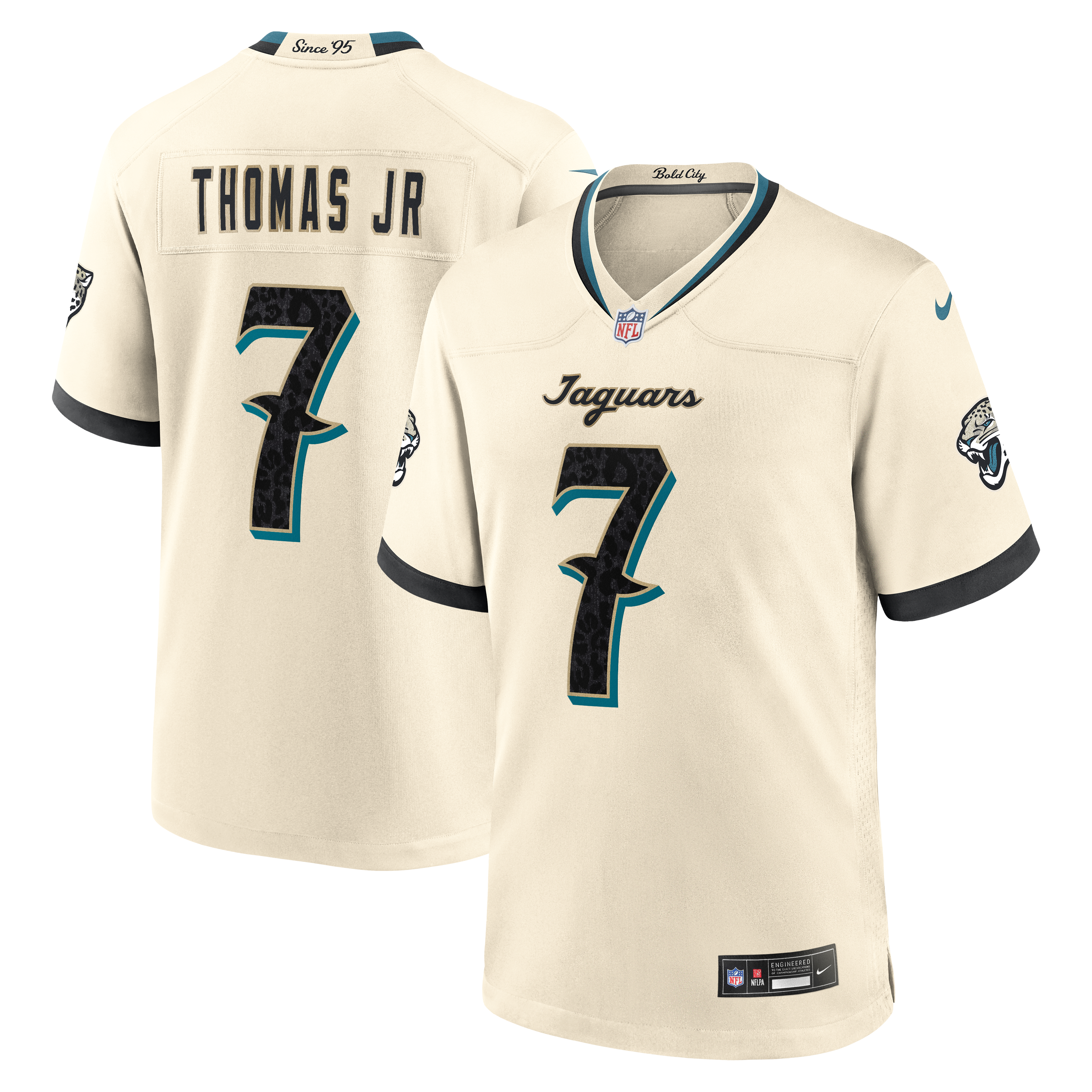 Jacksonville Jaguars Nike Rivalries Game Jersey - Natural - Brian Thomas Jr. - Mens, , rebel_hi-res