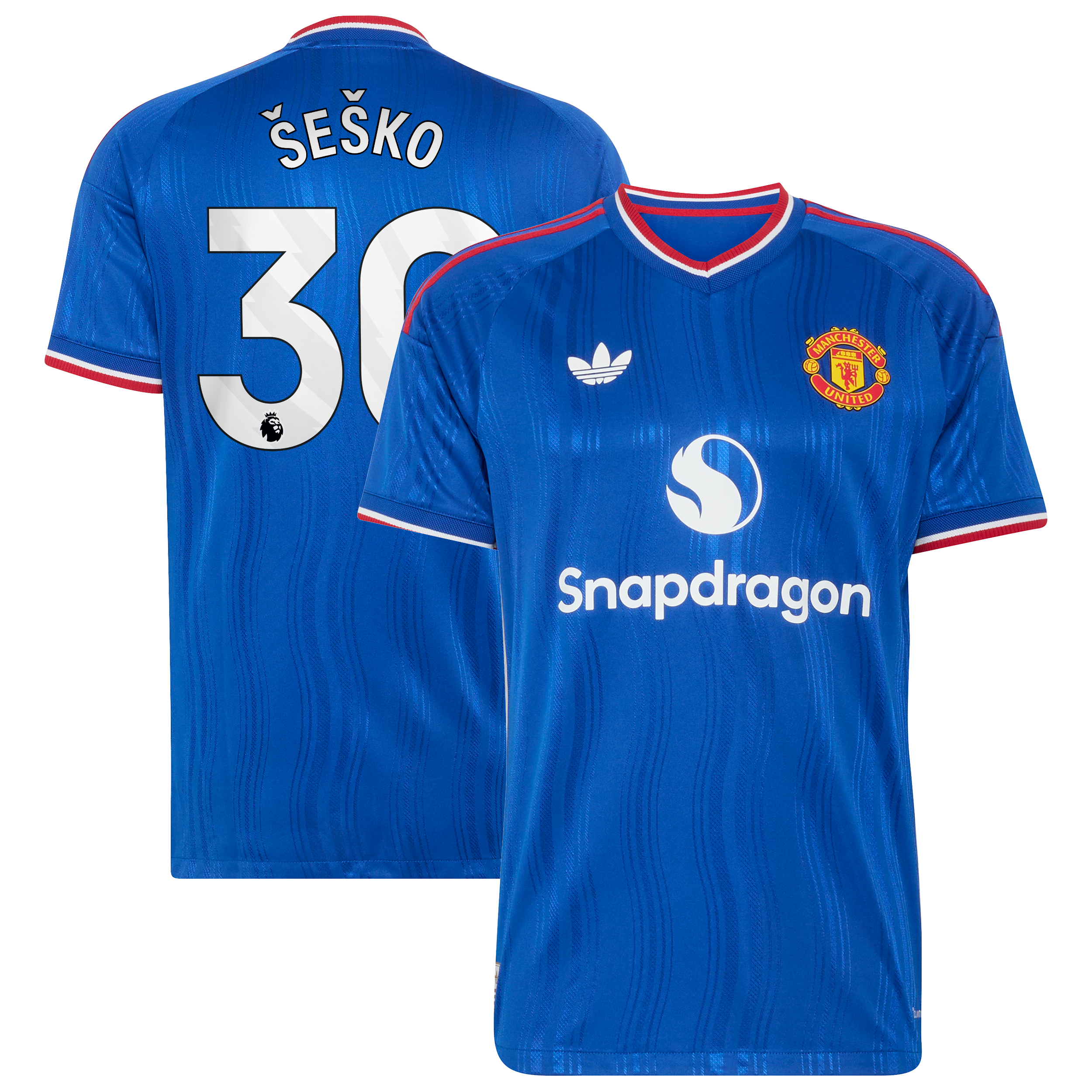 Manchester United adidas Away Authentic Shirt 2026-27 with Šeško 30 printing