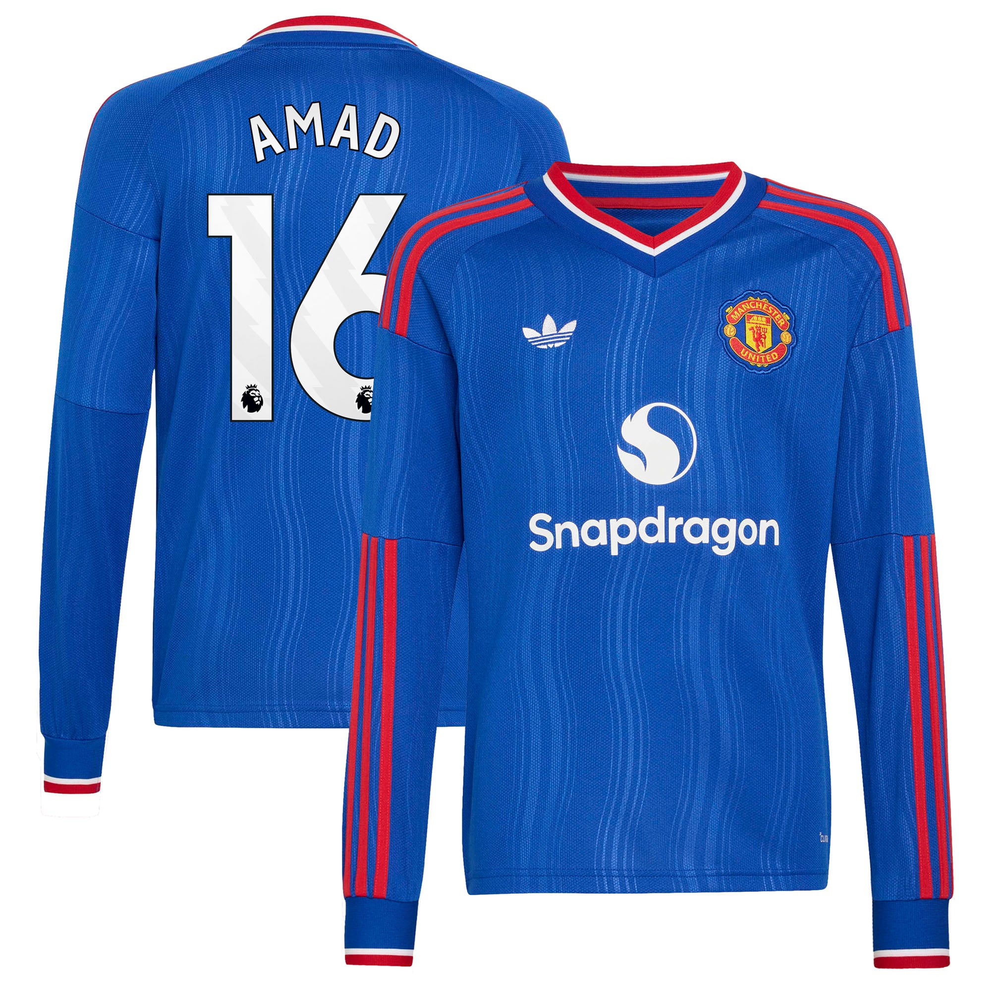 Manchester United adidas Away Shirt 2026-27 - Long Sleeve - Kids with Amad 16 printing