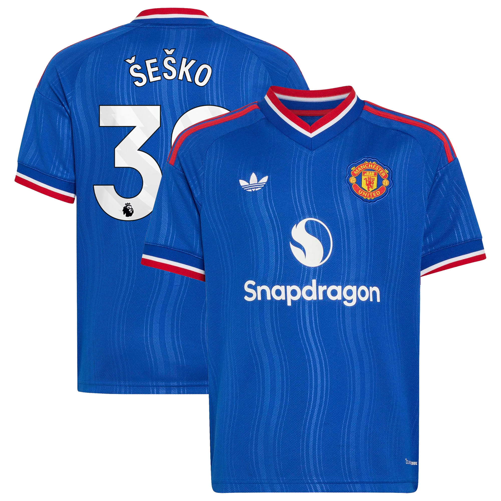 Manchester United adidas Away Shirt 2026-27 - Kids with Šeško 30 printing