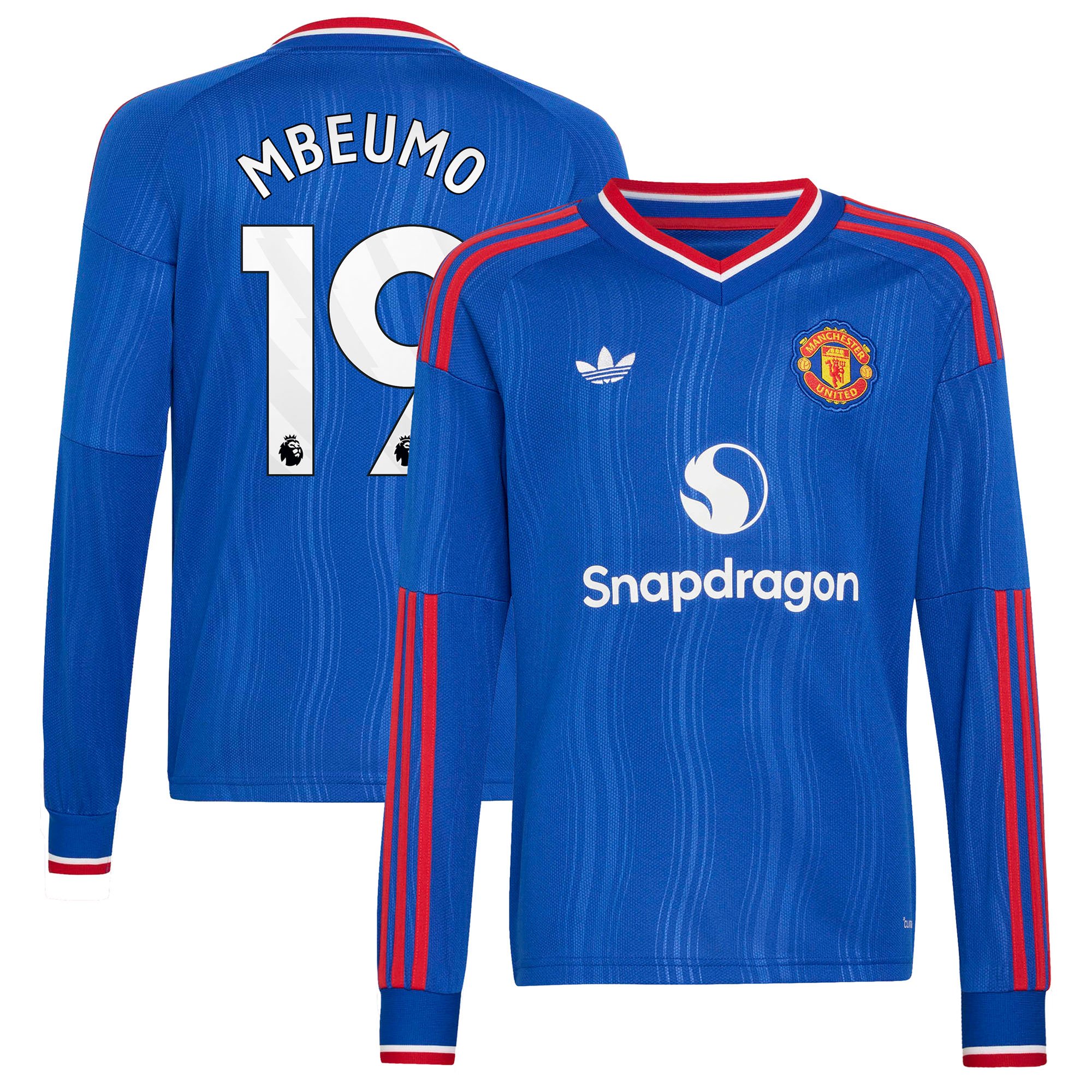 Manchester United adidas Away Shirt 2026-27 - Long Sleeve - Kids with Mbeumo 19 printing