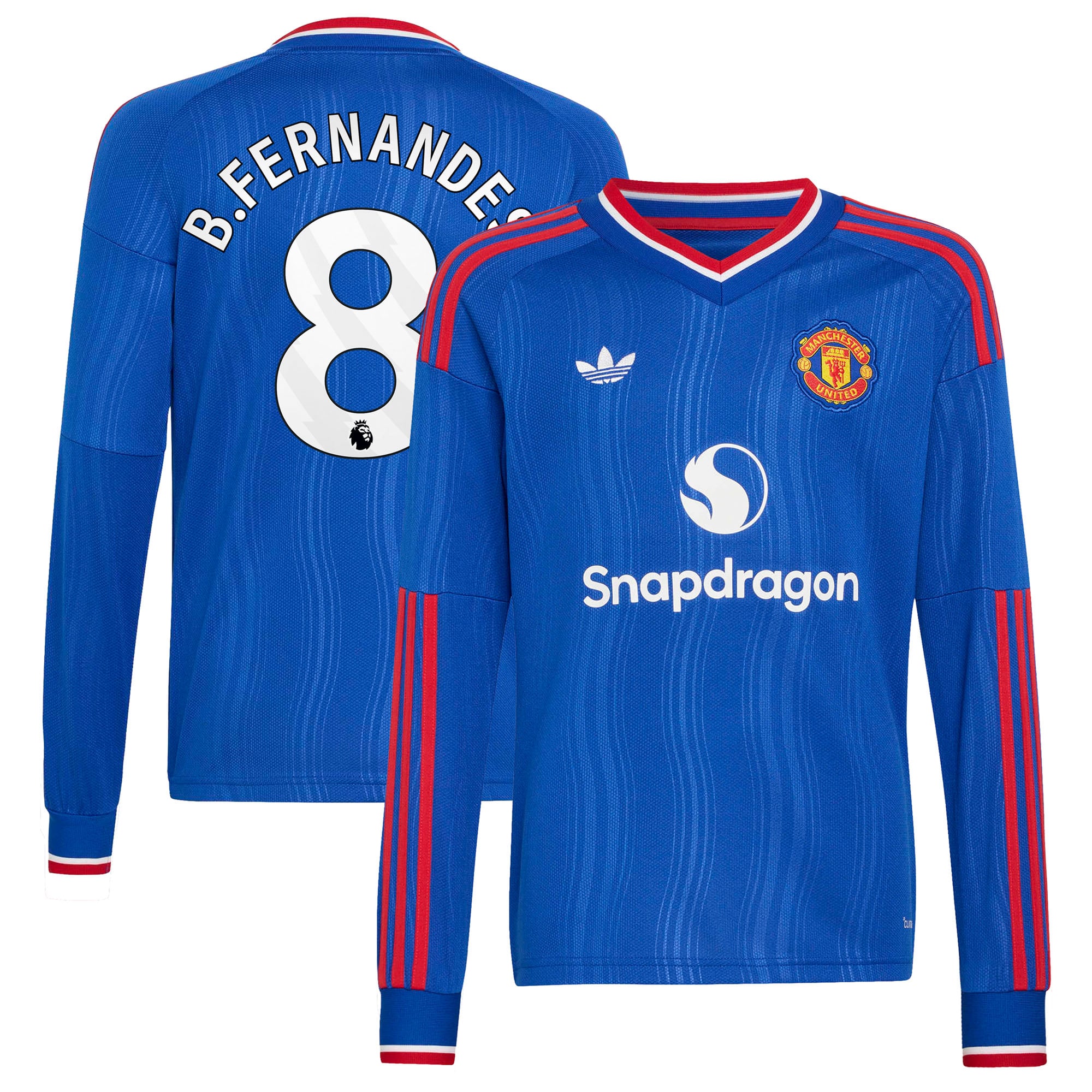 Manchester United adidas Away Shirt 2026-27 - Long Sleeve - Kids with B.Fernandes 8 printing