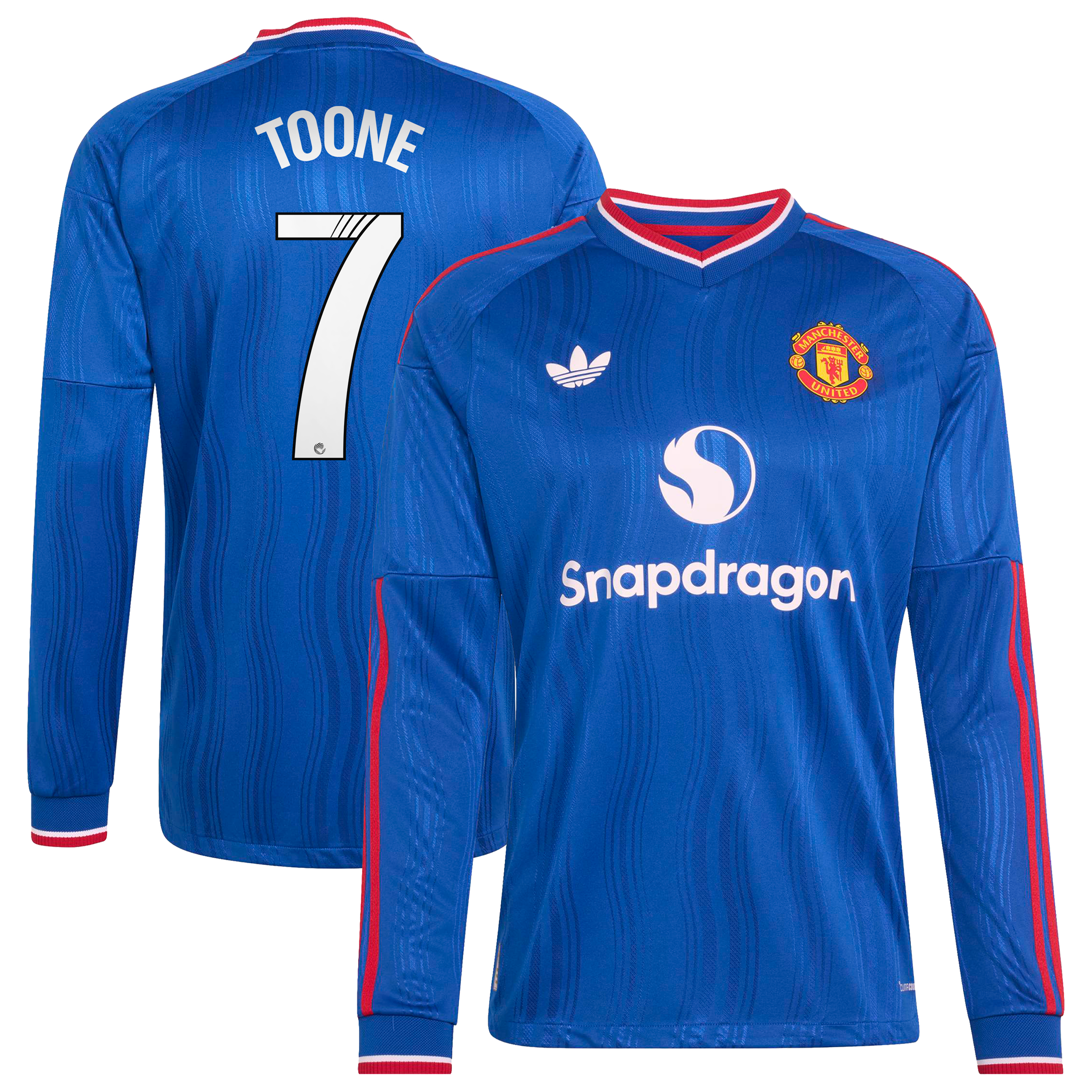 Manchester United adidas WSL Away Authentic Shirt 2026-27 - Long Sleeve with Toone 7 printing