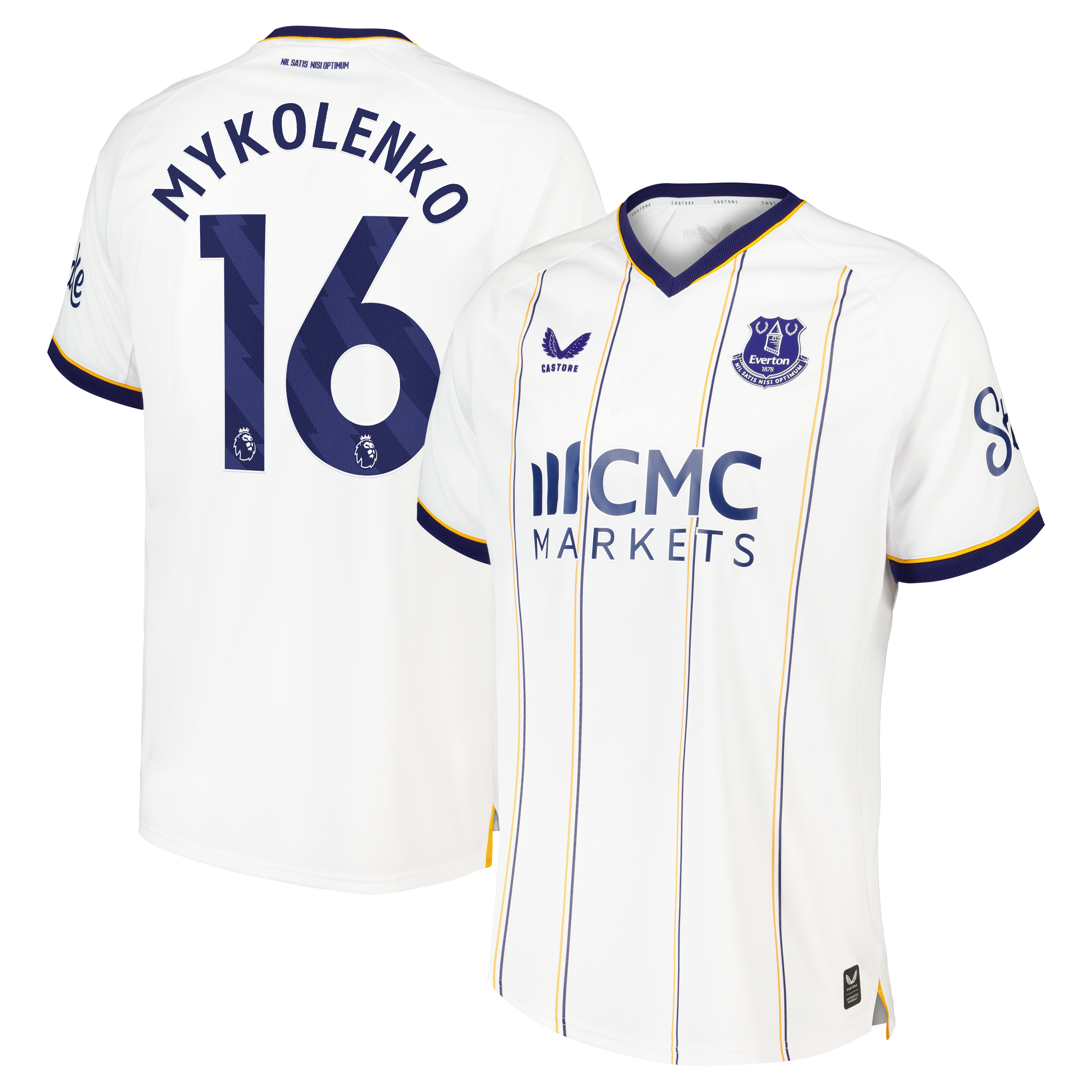Everton Castore Away Pro Shirt 2026-27 with Mykolenko 16 printing