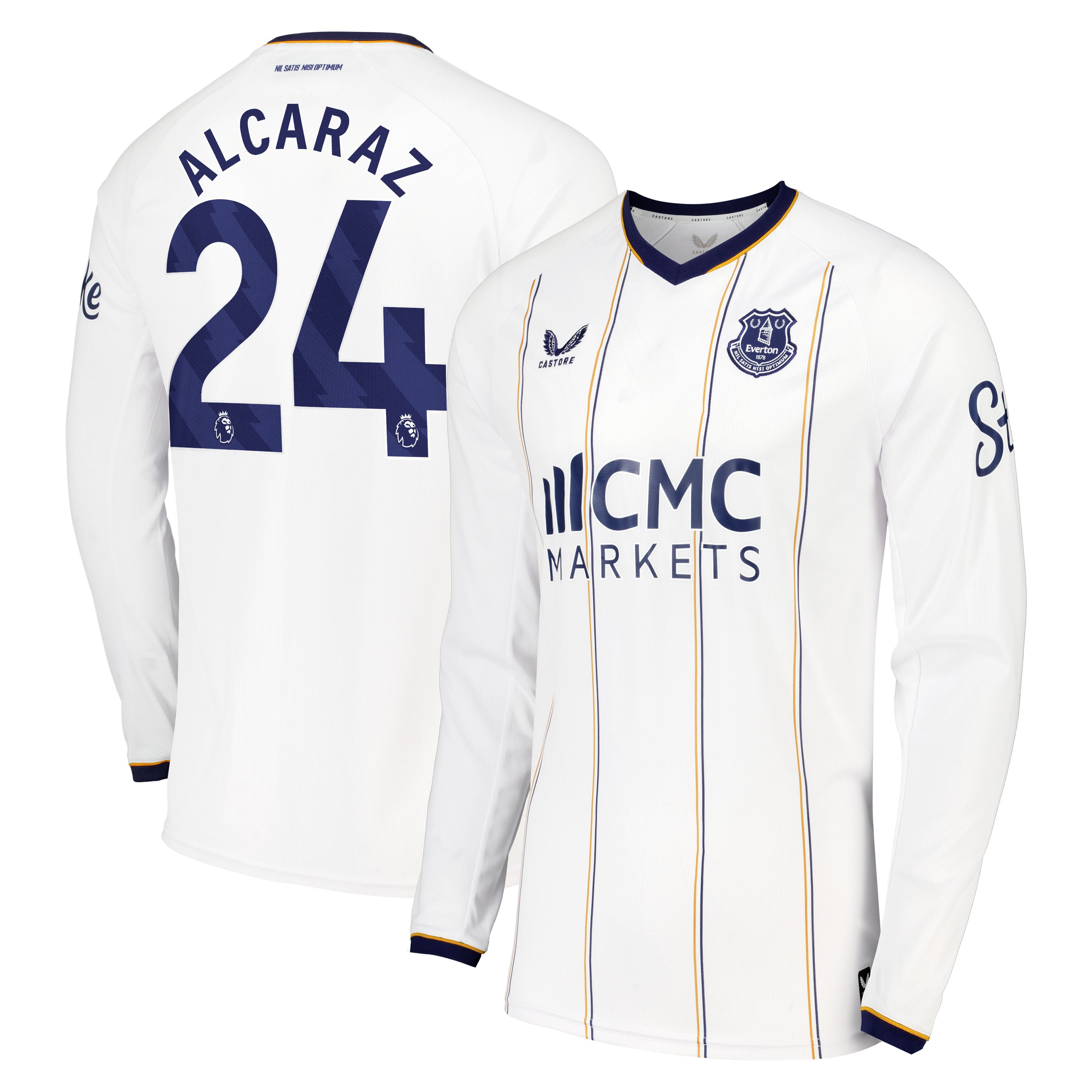 Everton Castore Away Replica Shirt 2026-27 - Long Sleeve with Alcaraz 24 printing