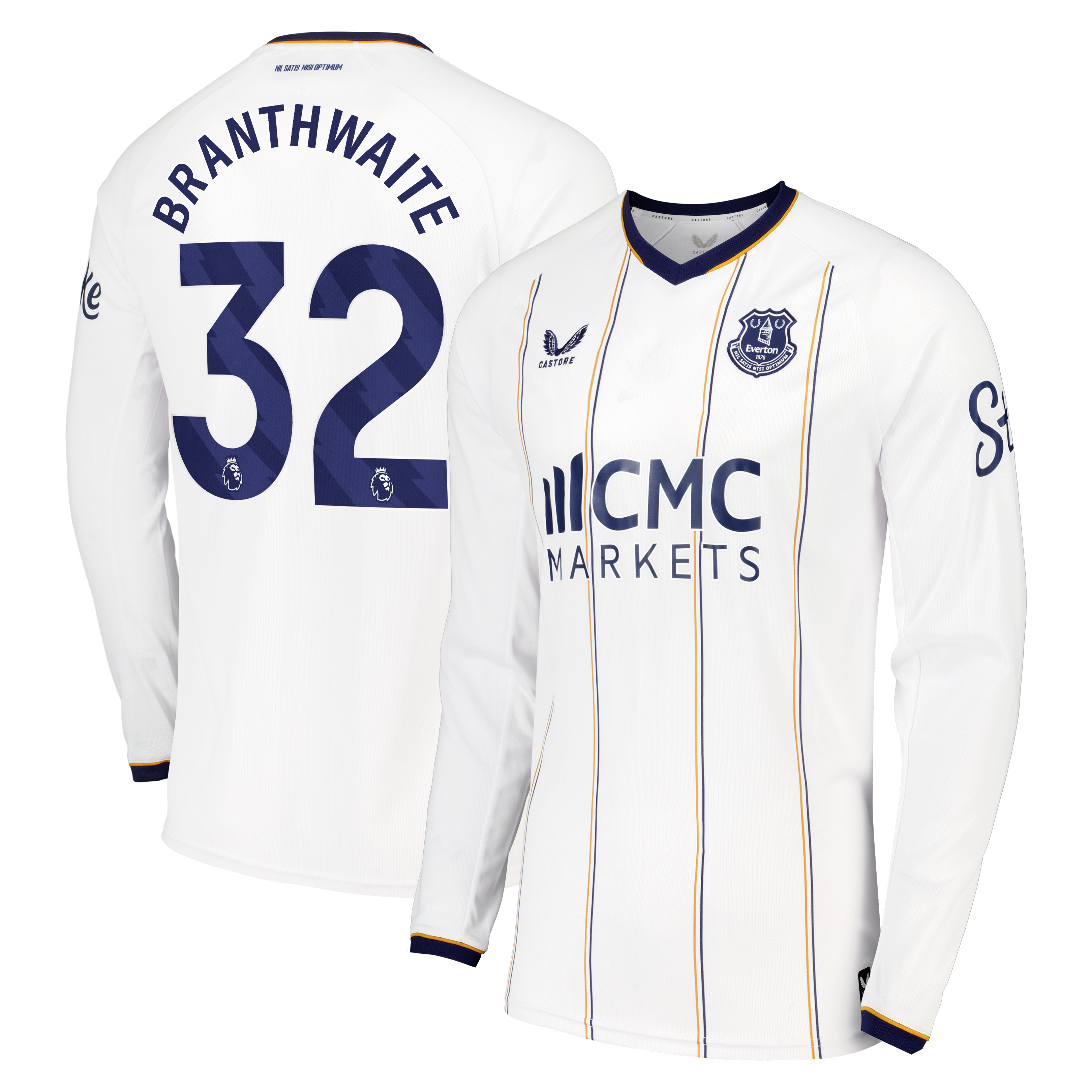 Everton Castore Away Replica Shirt 2026-27 - Long Sleeve with Branthwaite 32 printing