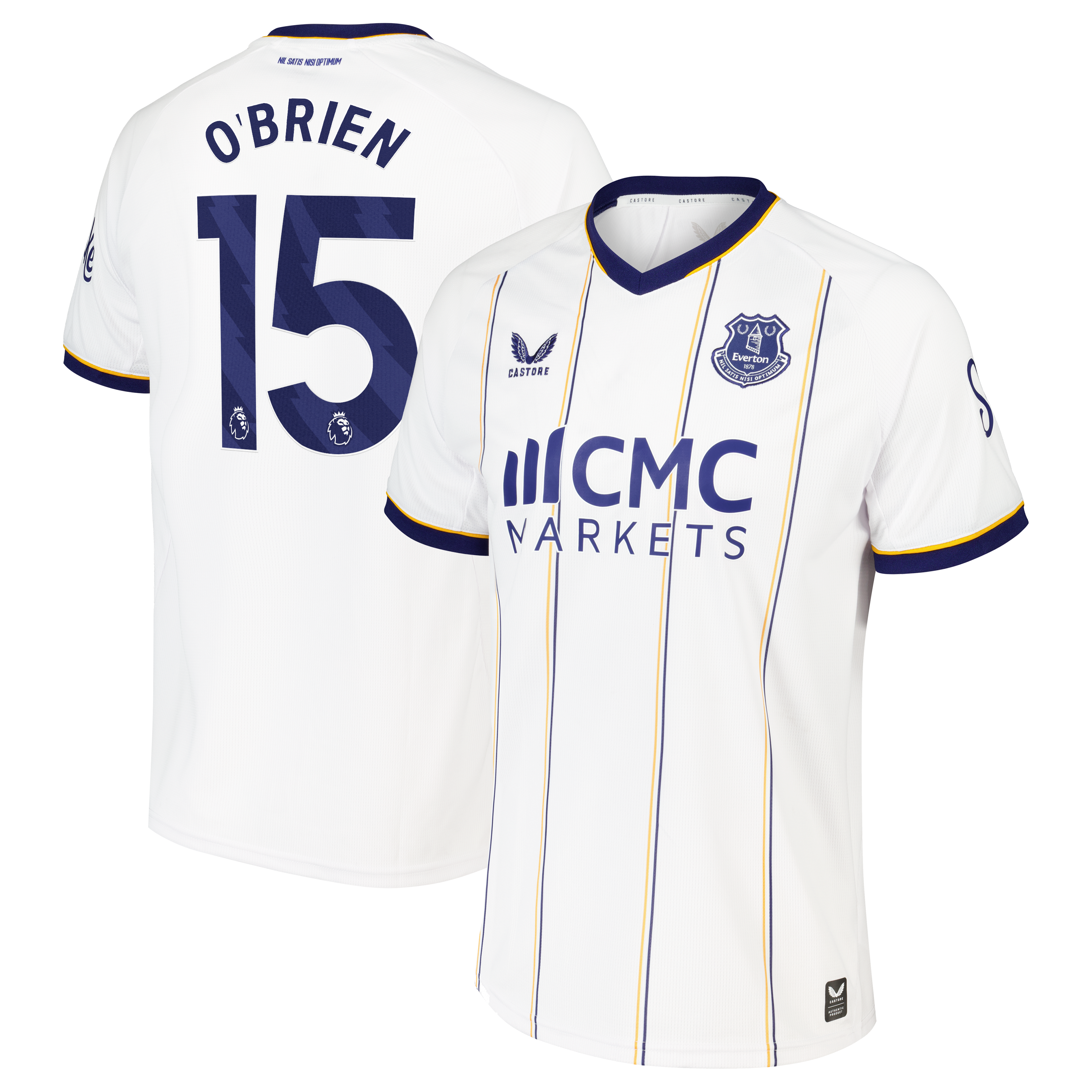 Everton Castore Away Replica Shirt 2026-27 with O'Brien 15 printing