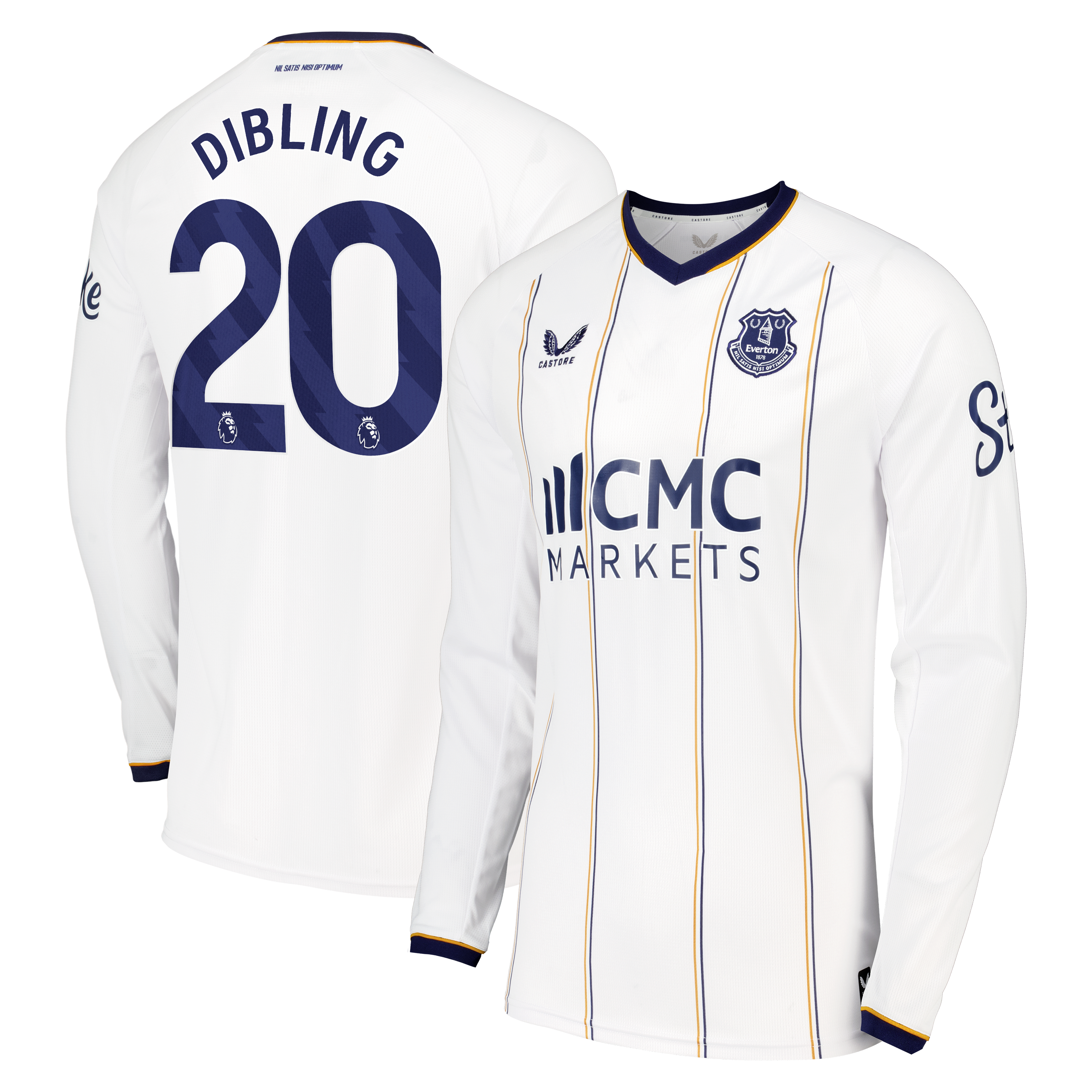 Everton Castore Away Replica Shirt 2026-27 - Long Sleeve with Dibling 20 printing