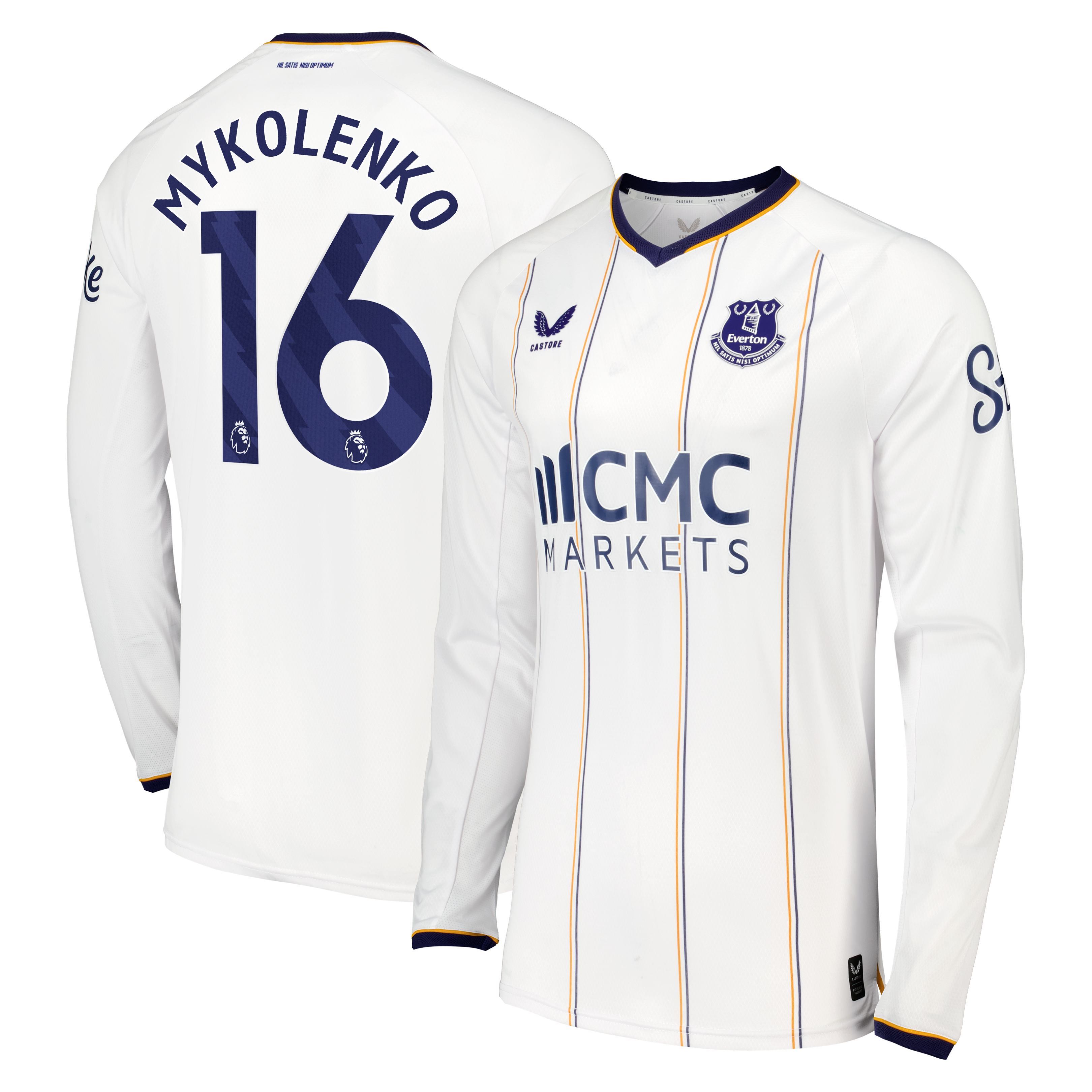 Everton Castore Away Pro Shirt 2026-27 - Long Sleeve with Mykolenko 16 printing