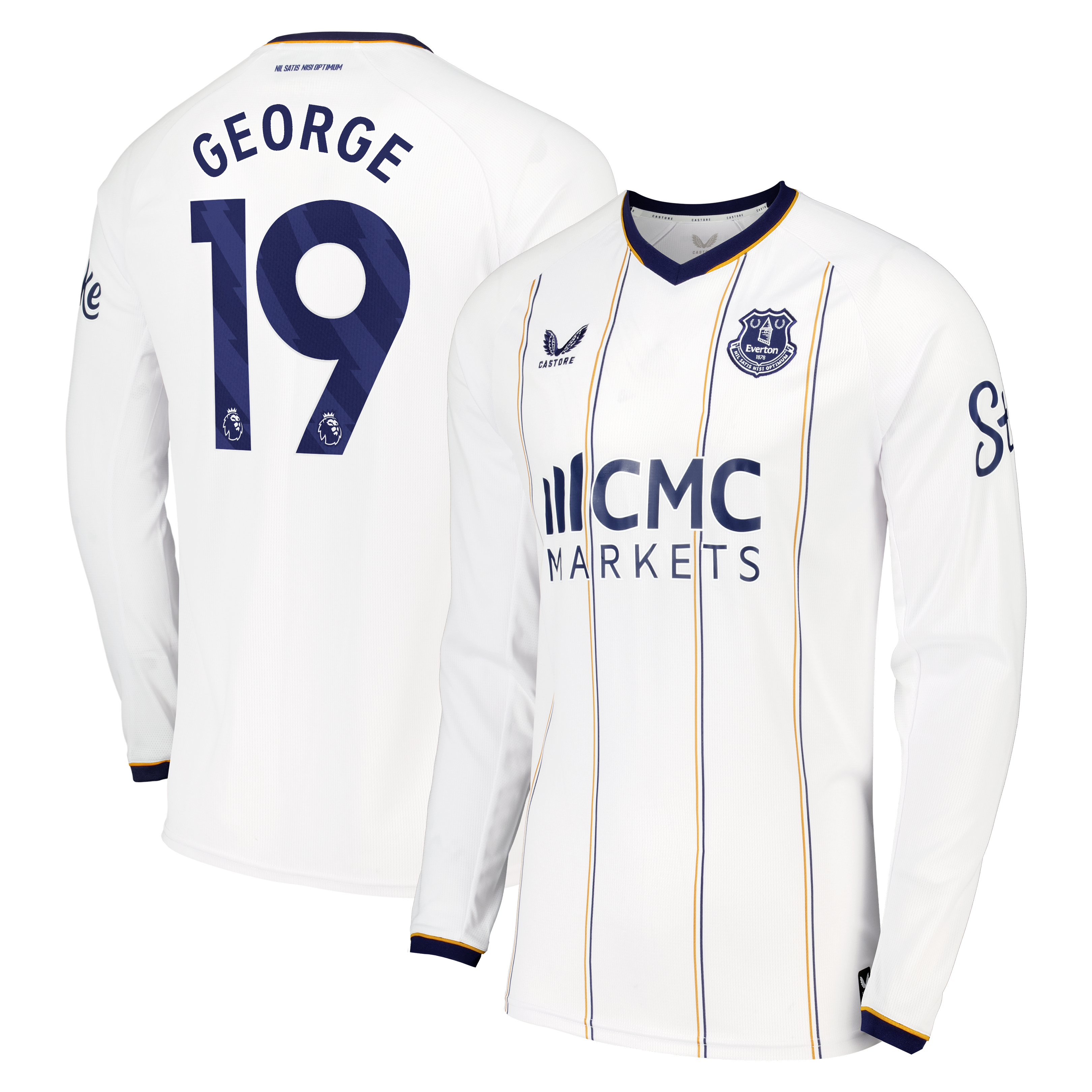 Everton Castore Away Replica Shirt 2026-27 - Long Sleeve with George 19 printing