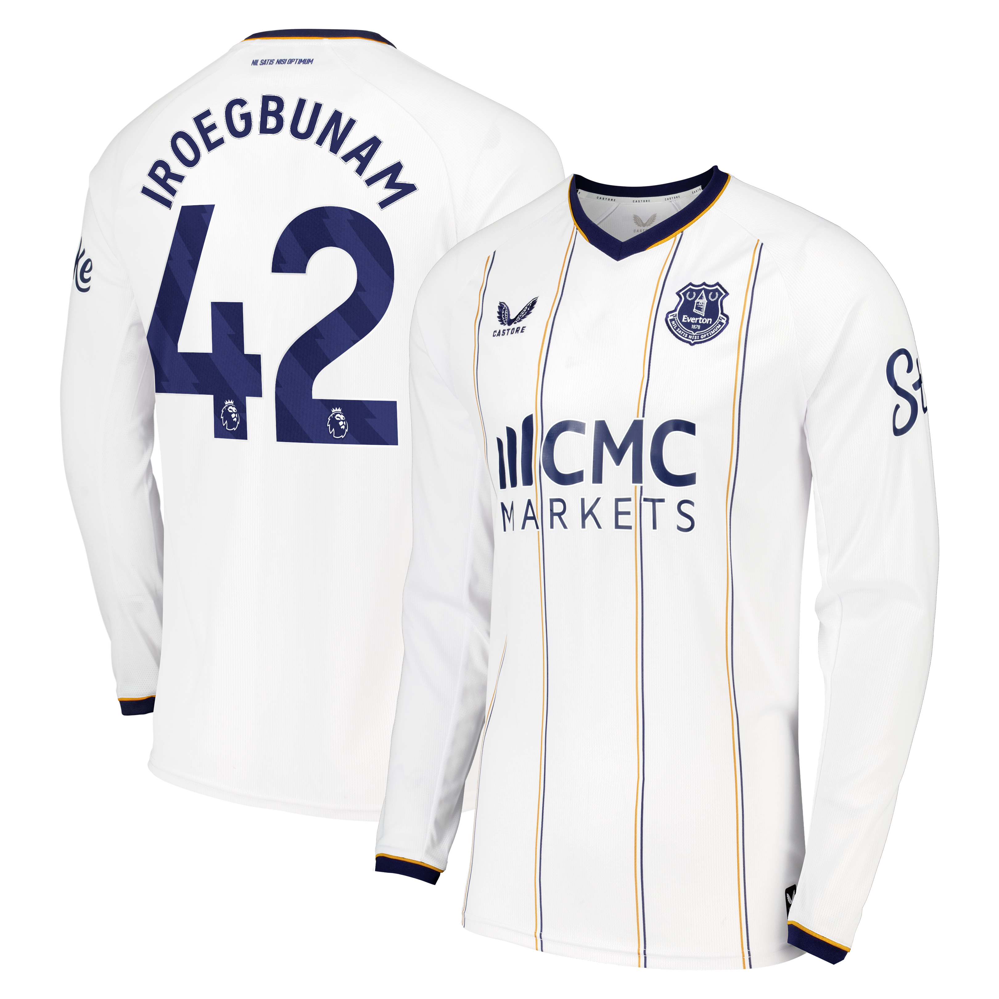 Everton Castore Away Replica Shirt 2026-27 - Long Sleeve with Iroegbunam 42 printing
