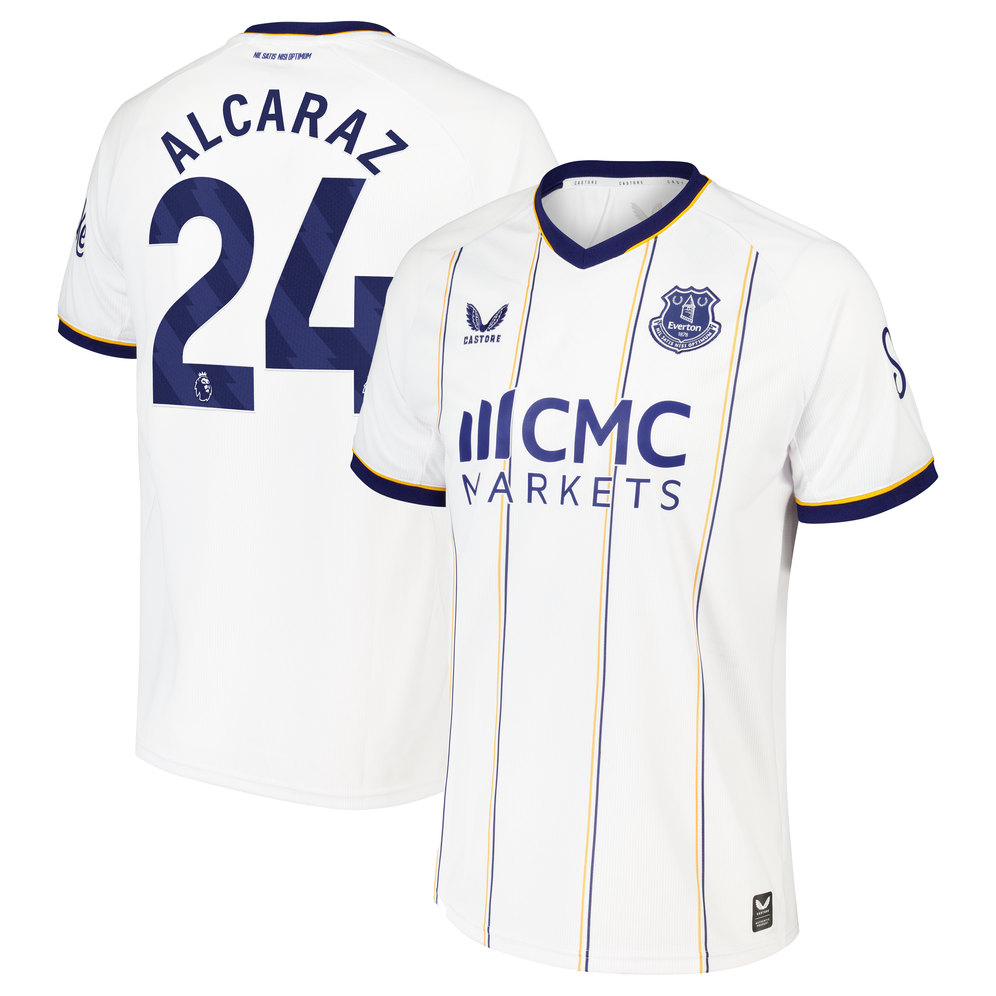 Everton Castore Away Replica Shirt 2026-27 with Alcaraz 24 printing