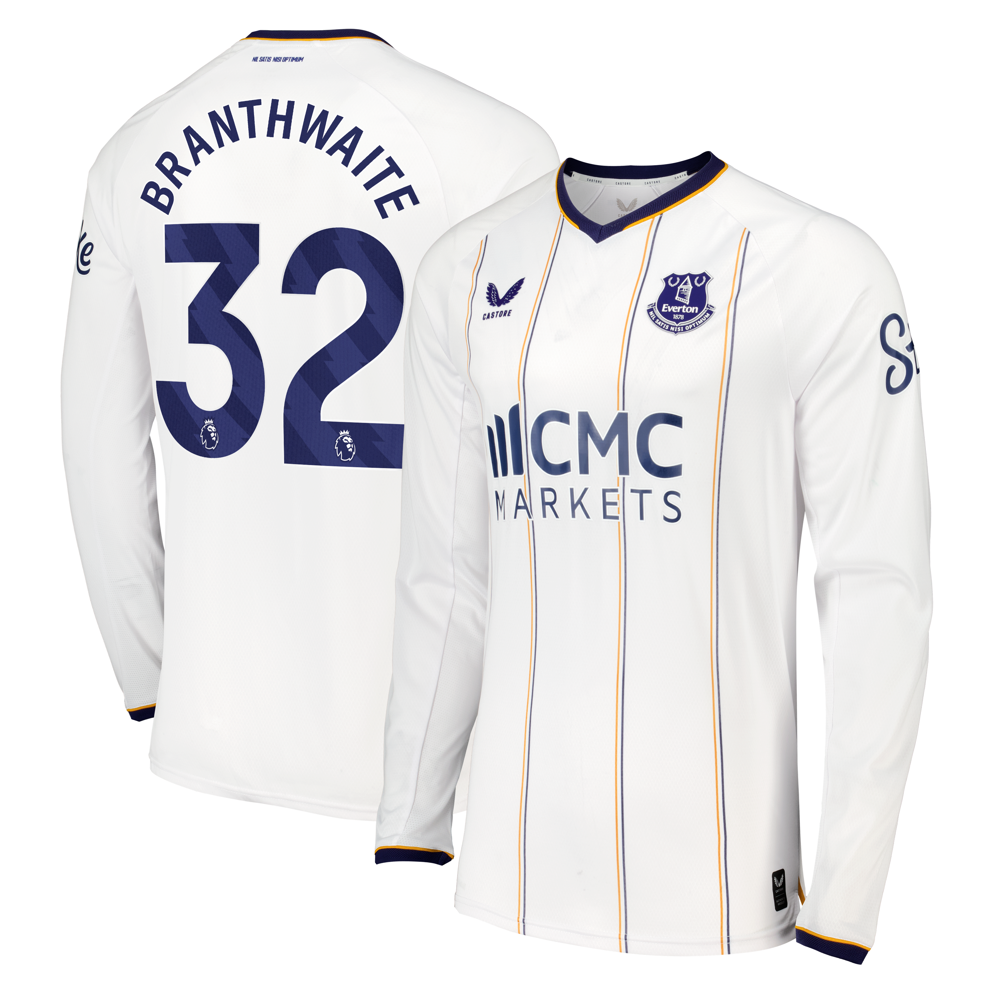 Everton Castore Away Pro Shirt 2026-27 - Long Sleeve with Branthwaite 32 printing