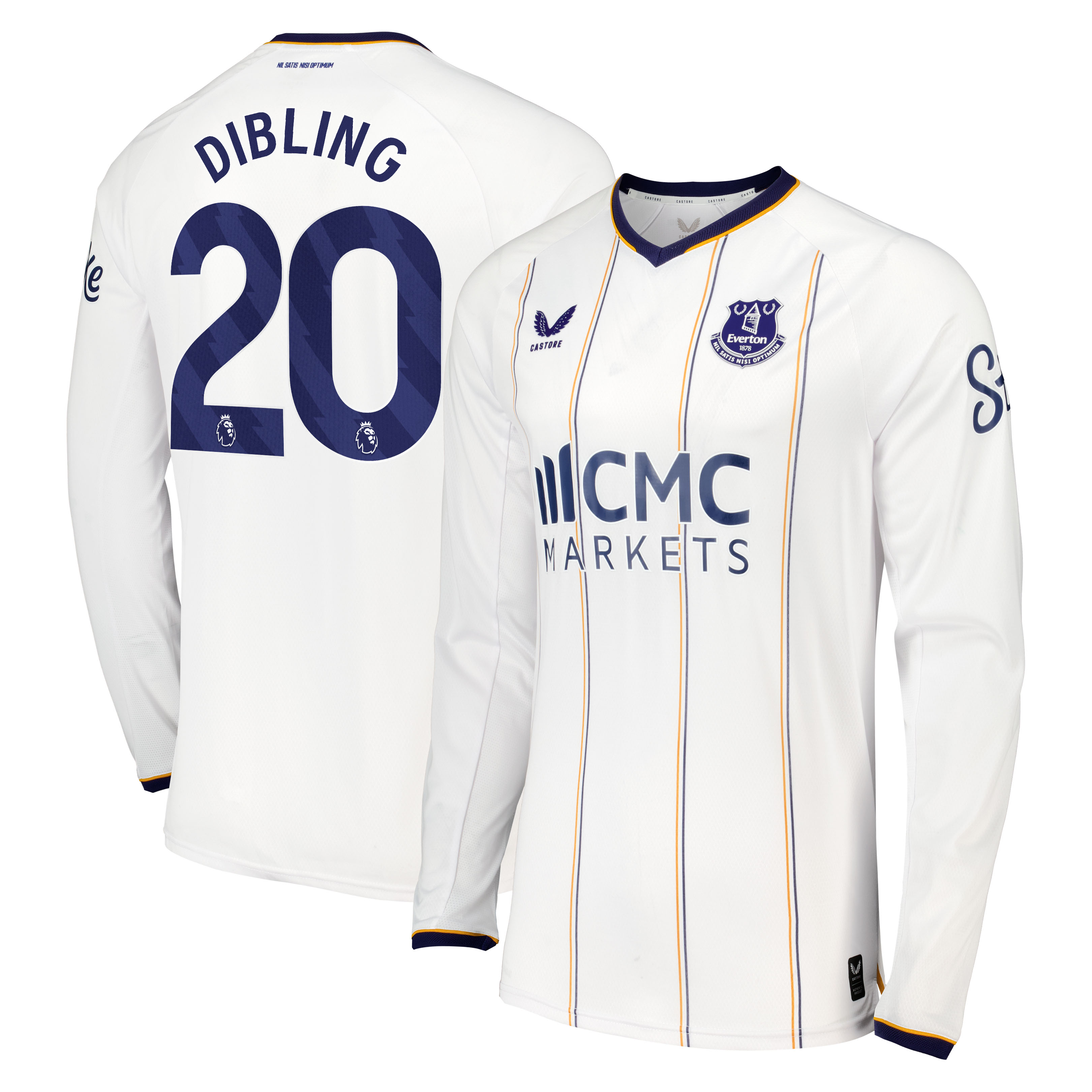 Everton Castore Away Pro Shirt 2026-27 - Long Sleeve with Dibling 20 printing