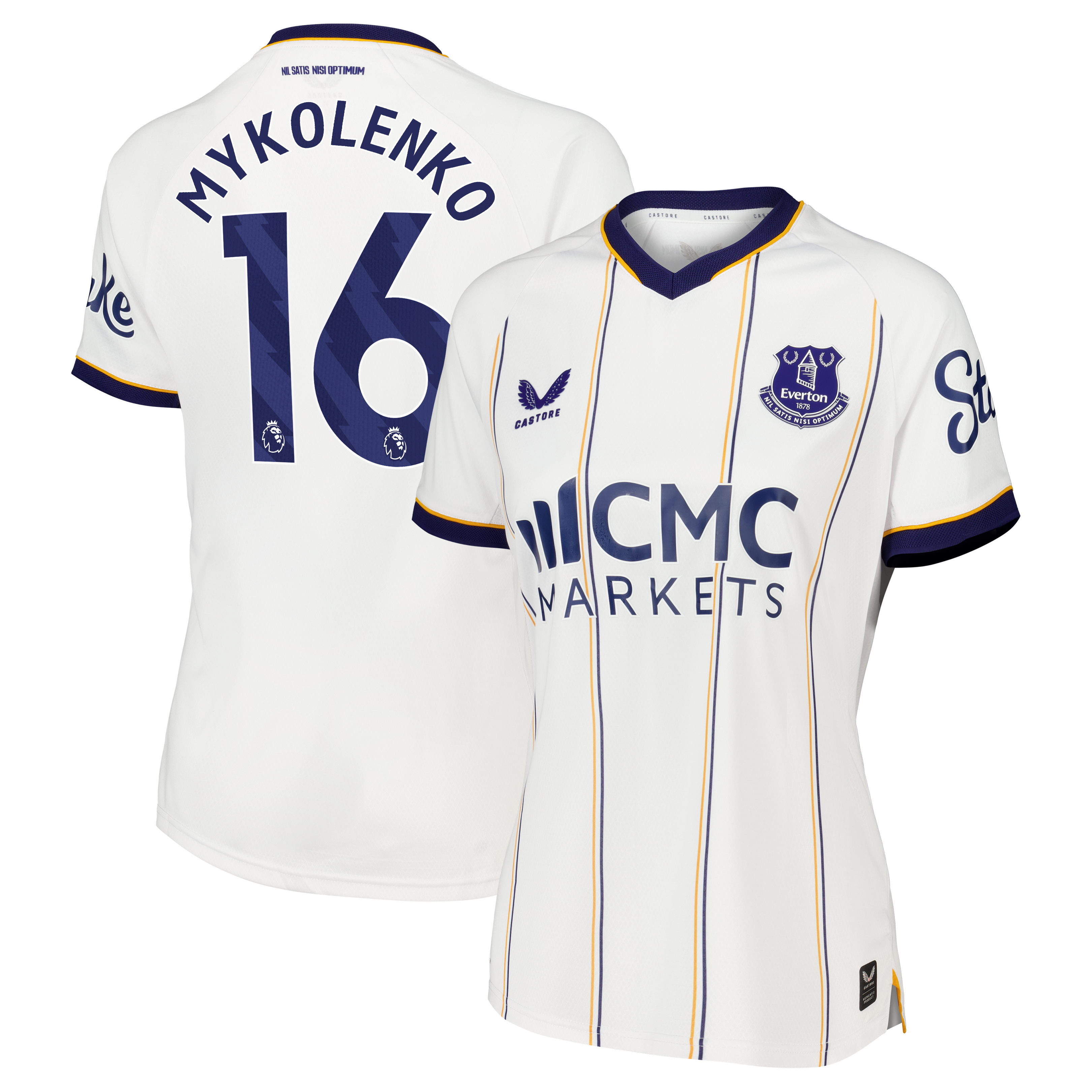Everton Castore Away Pro Shirt 2026-27 - Womens with Mykolenko 16 printing, , rebel_hi-res