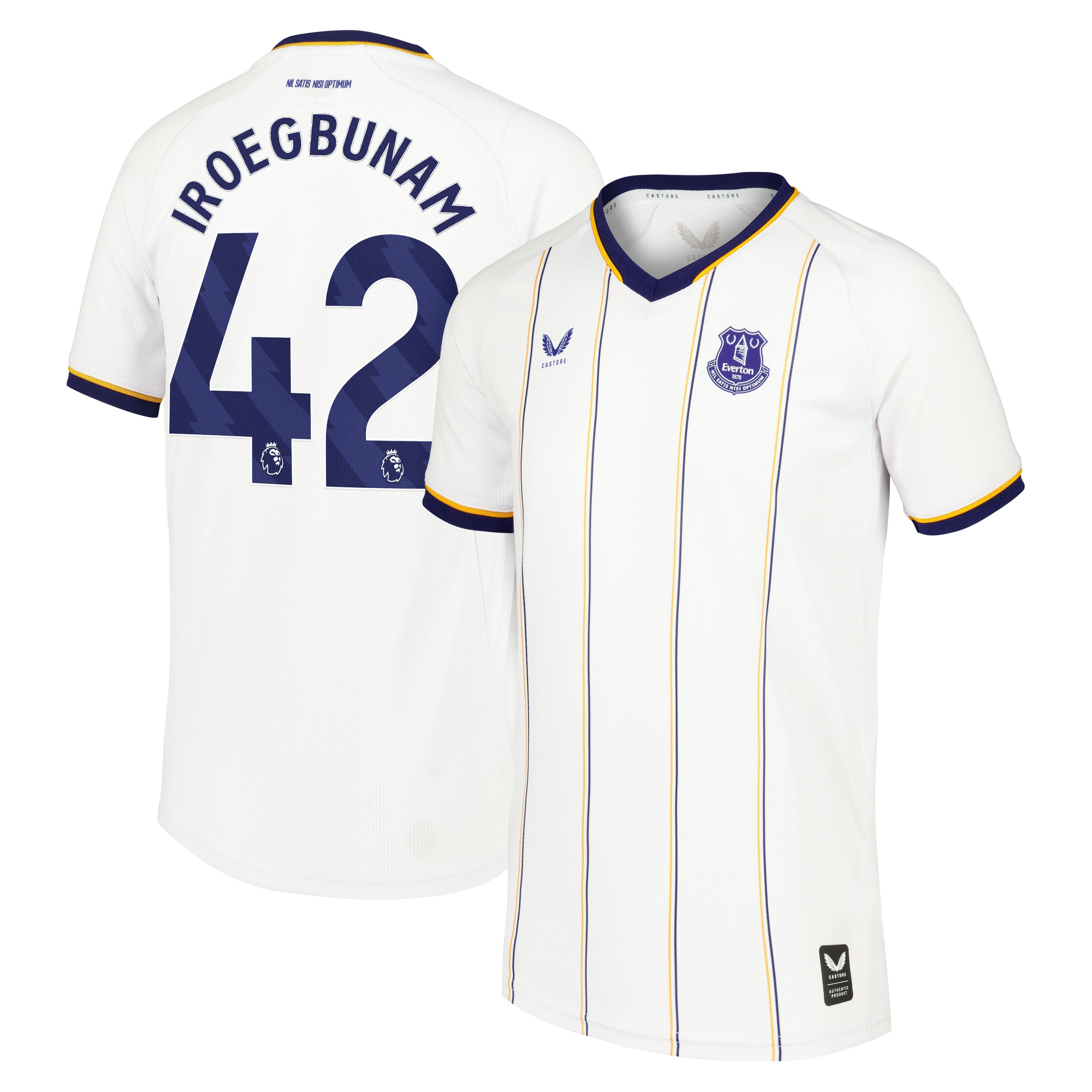 Everton Castore Away Replica Shirt 2026-27 - Kids with Iroegbunam 42 printing