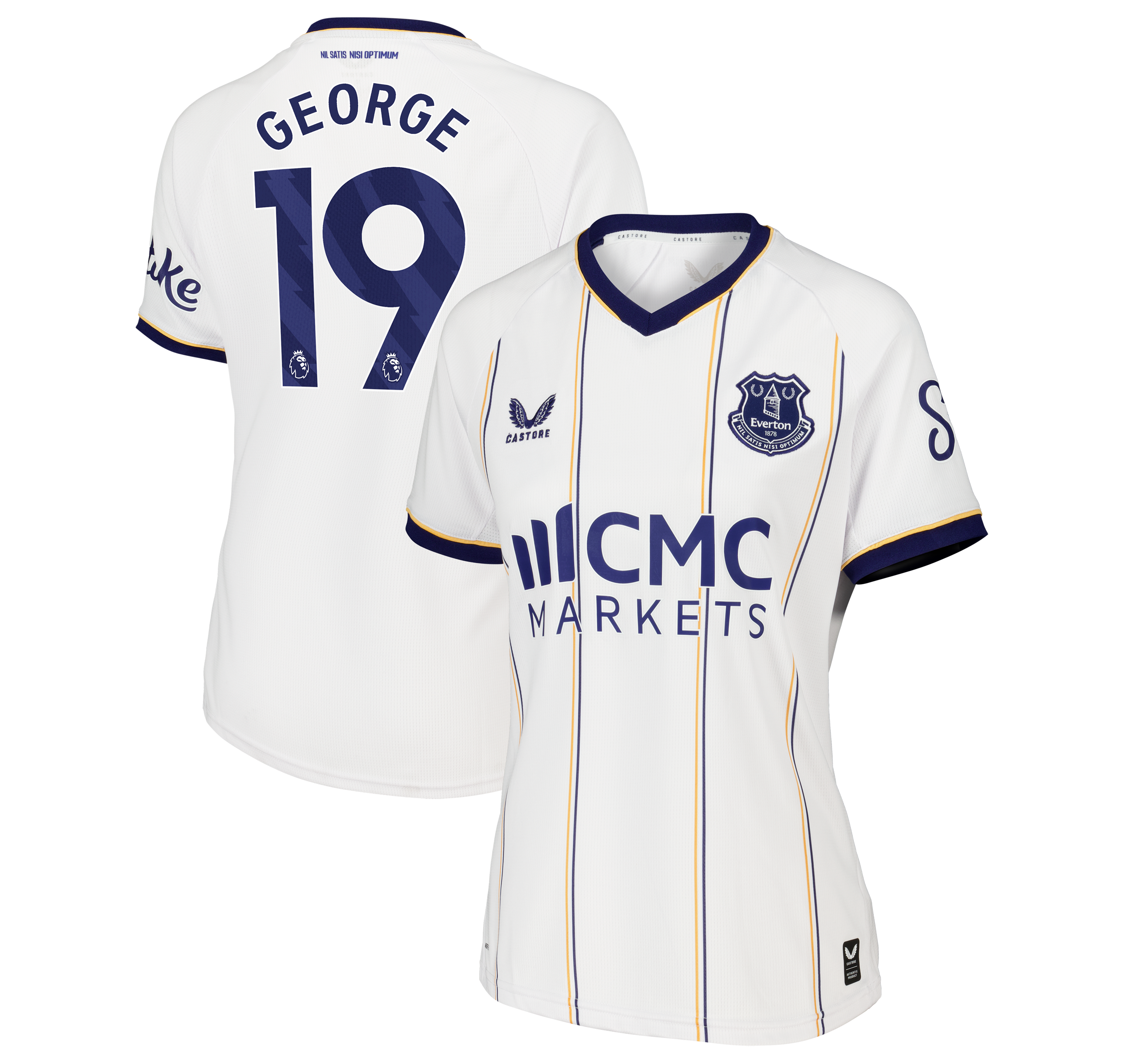 Everton Castore Away Replica Shirt 2026-27 - Womens with George 19 printing