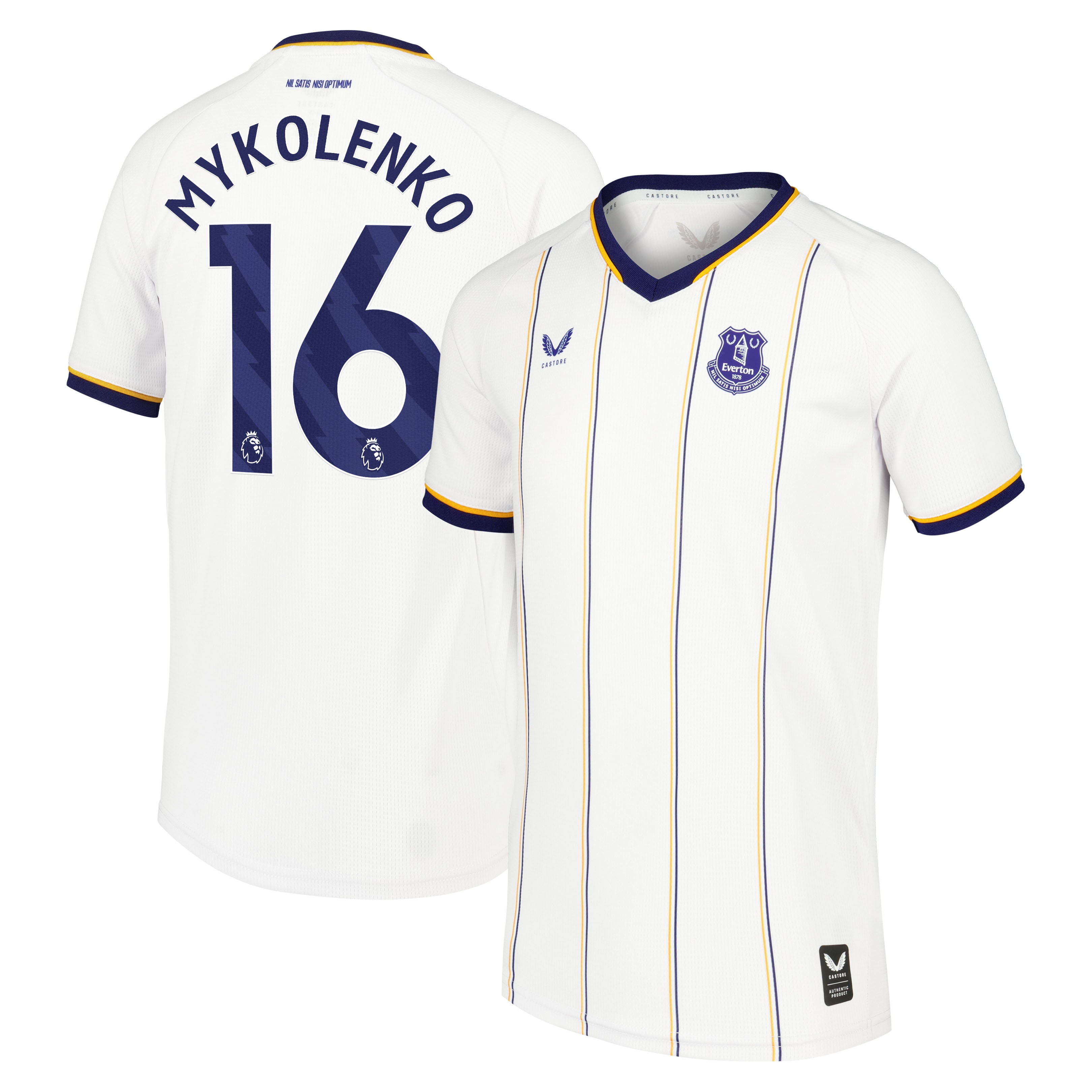 Everton Castore Away Replica Shirt 2026-27 - Kids with Mykolenko 16 printing