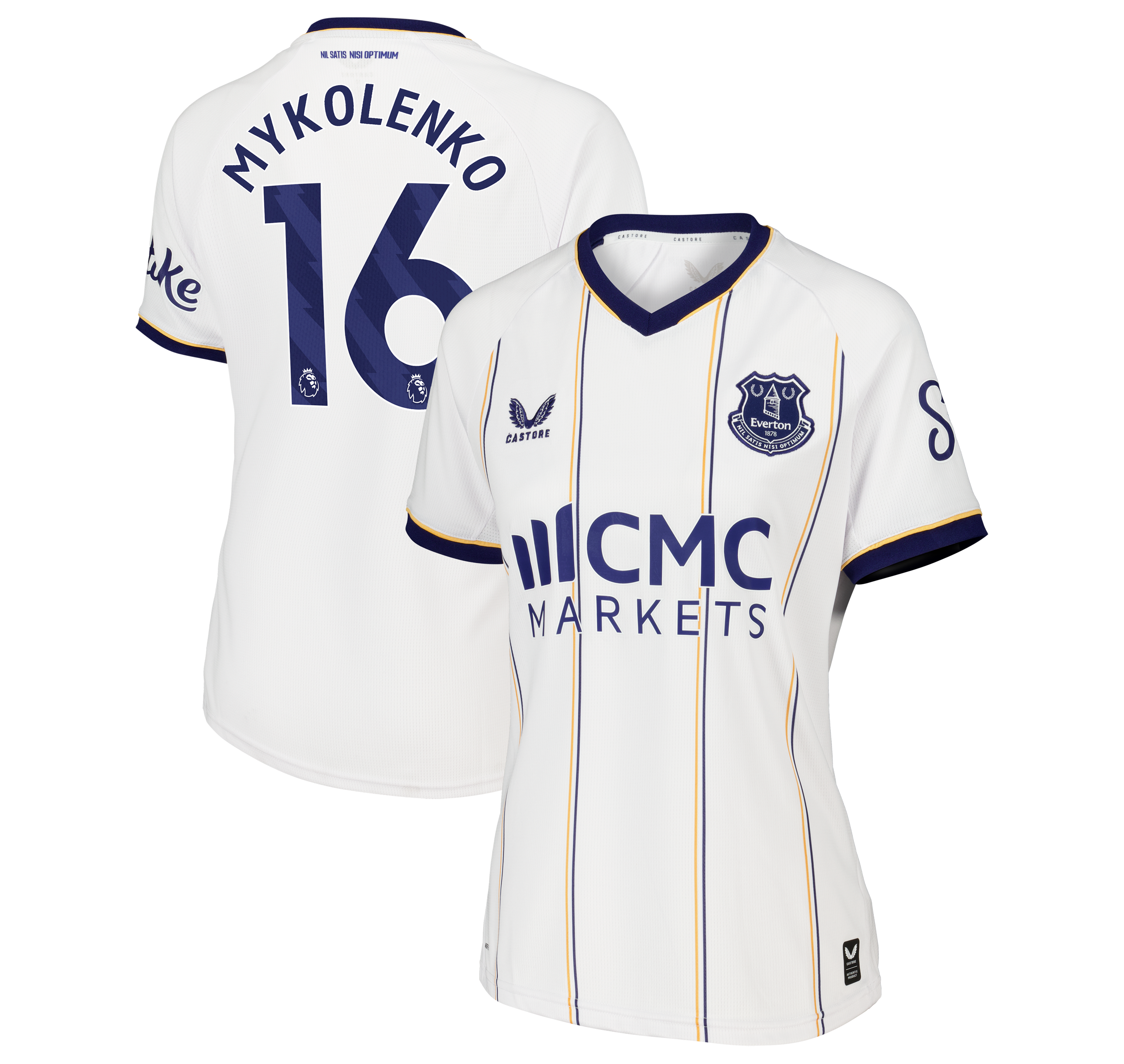 Everton Castore Away Replica Shirt 2026-27 - Womens with Mykolenko 16 printing