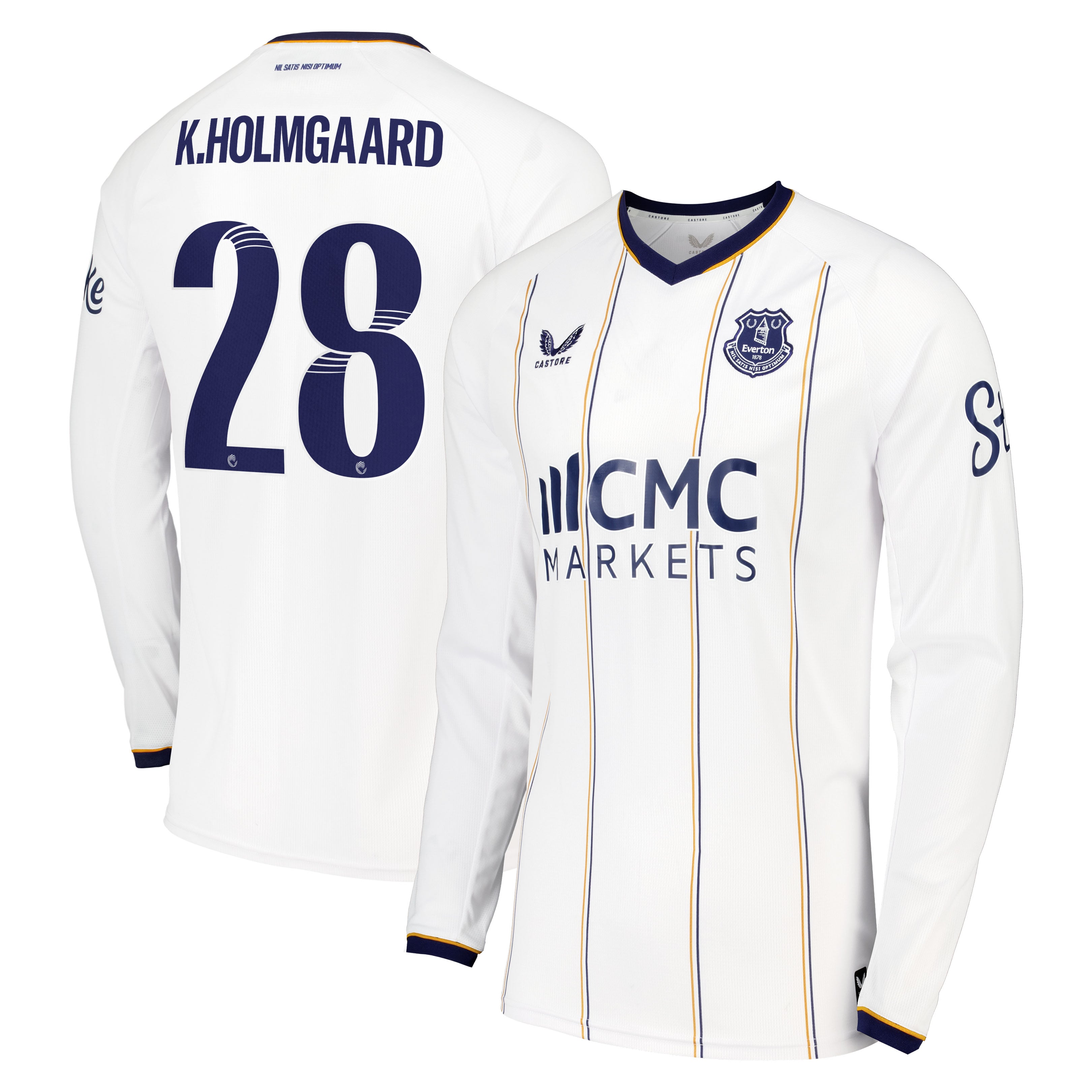 Everton WSL Castore Away Replica Shirt 2026-27 - Long Sleeve with K.Holmgaard 28 printing