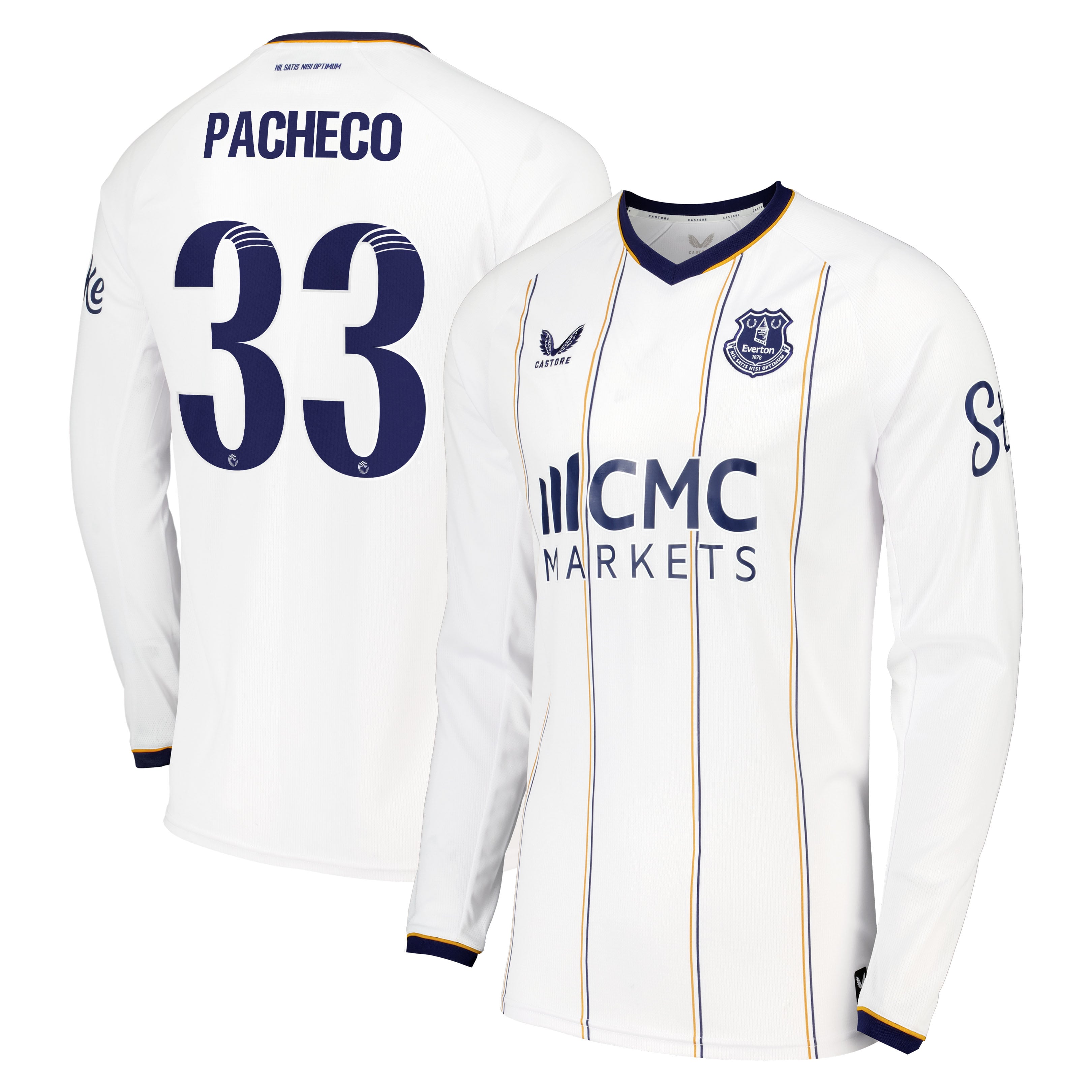 Everton WSL Castore Away Replica Shirt 2026-27 - Long Sleeve with Pacheco 33 printing