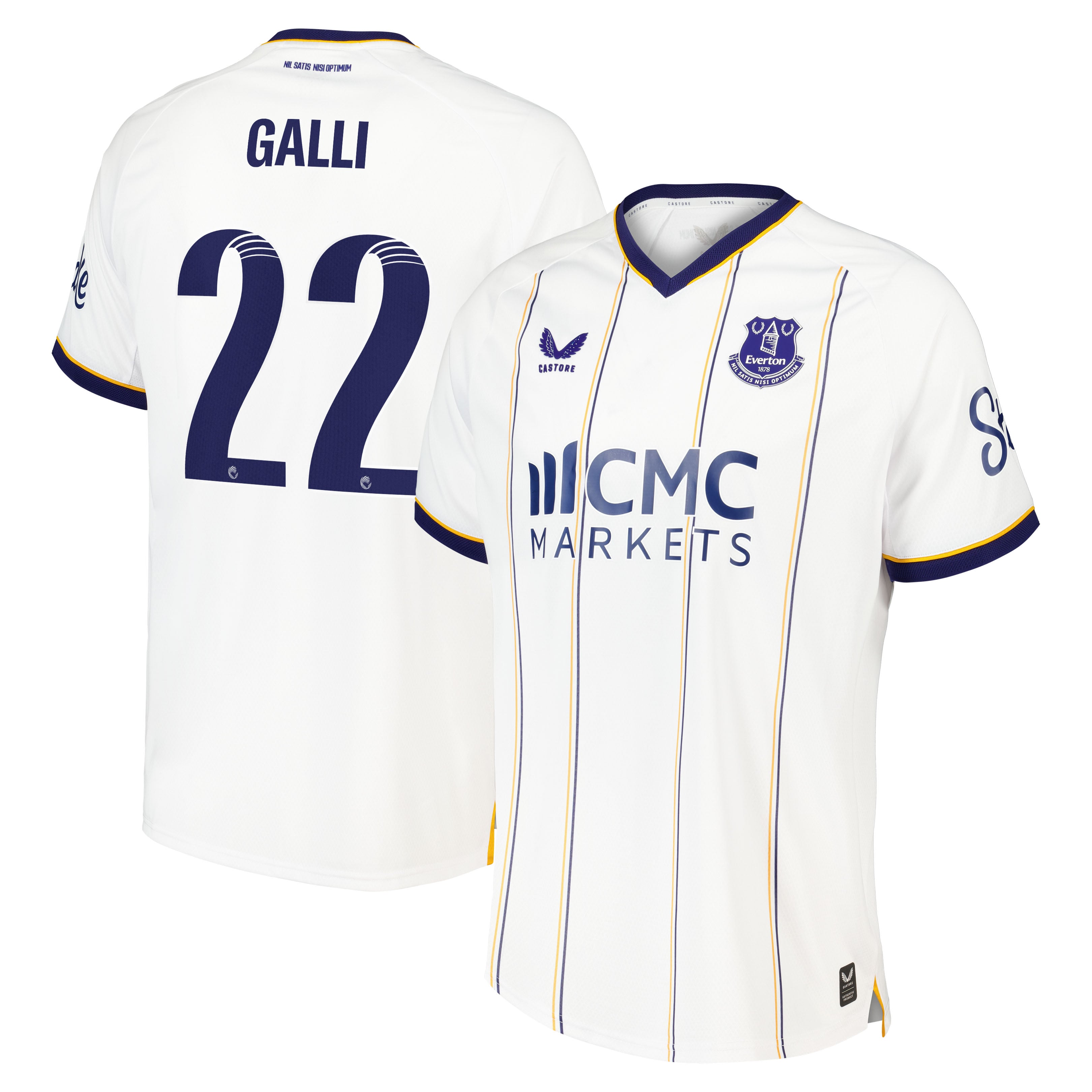 Everton WSL Castore Away Pro Shirt 2026-27 with Galli 22 printing