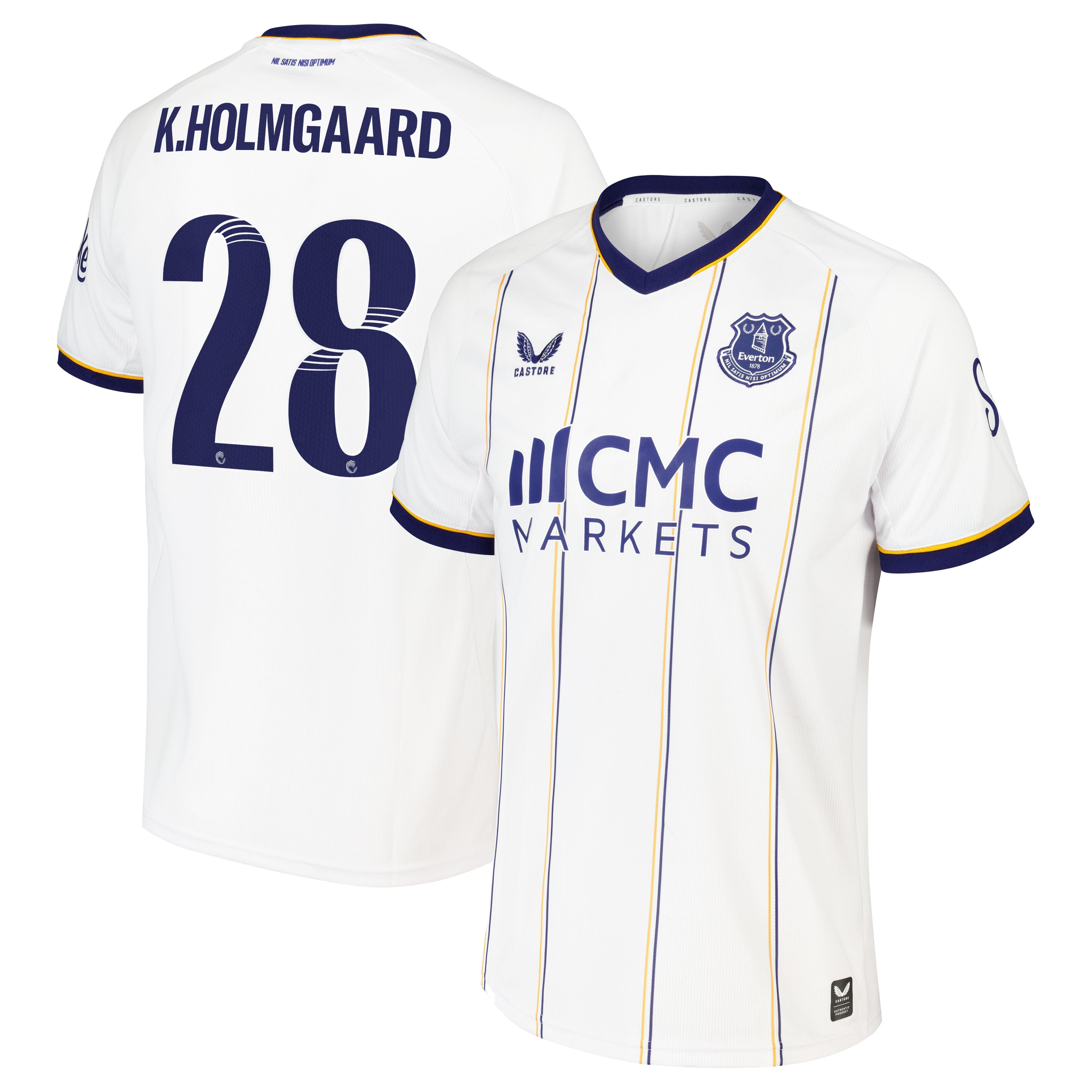 Everton WSL Castore Away Replica Shirt 2026-27 with K.Holmgaard 28 printing