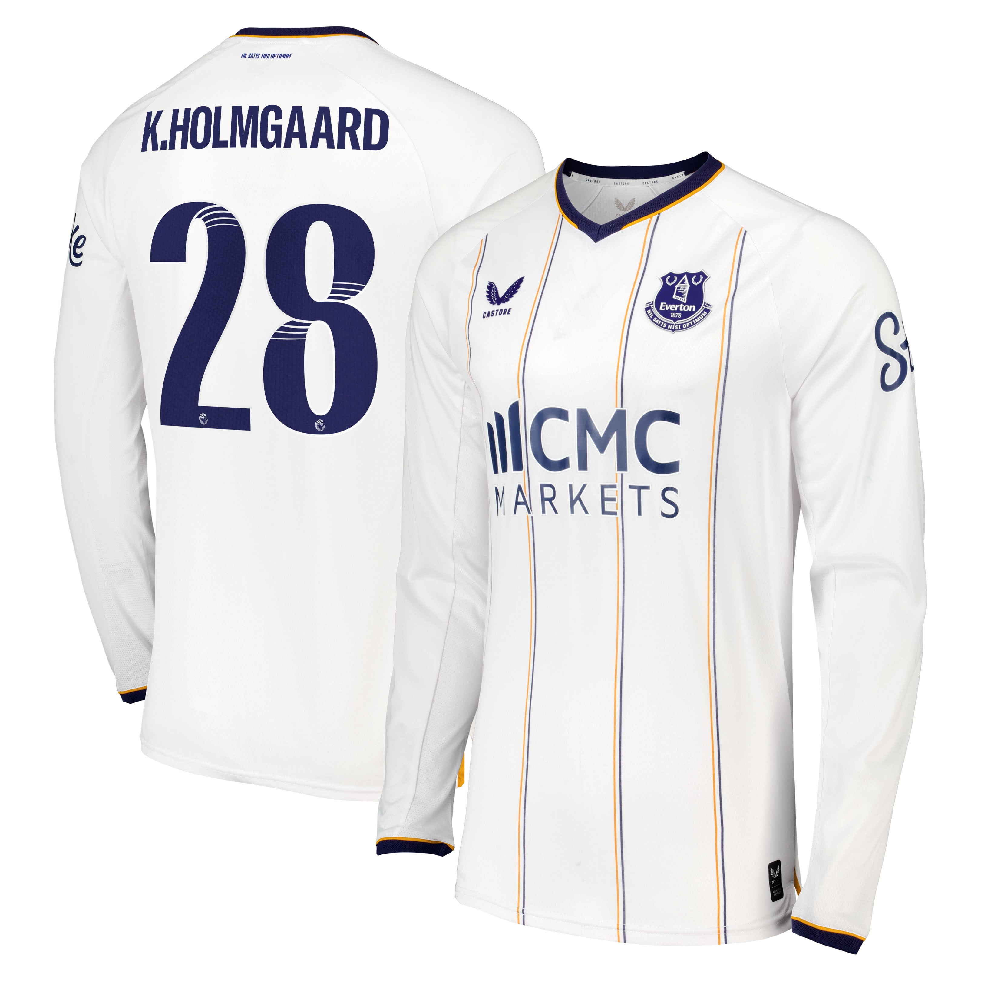 Everton WSL Castore Away Pro Shirt 2026-27 - Long Sleeve with K.Holmgaard 28 printing