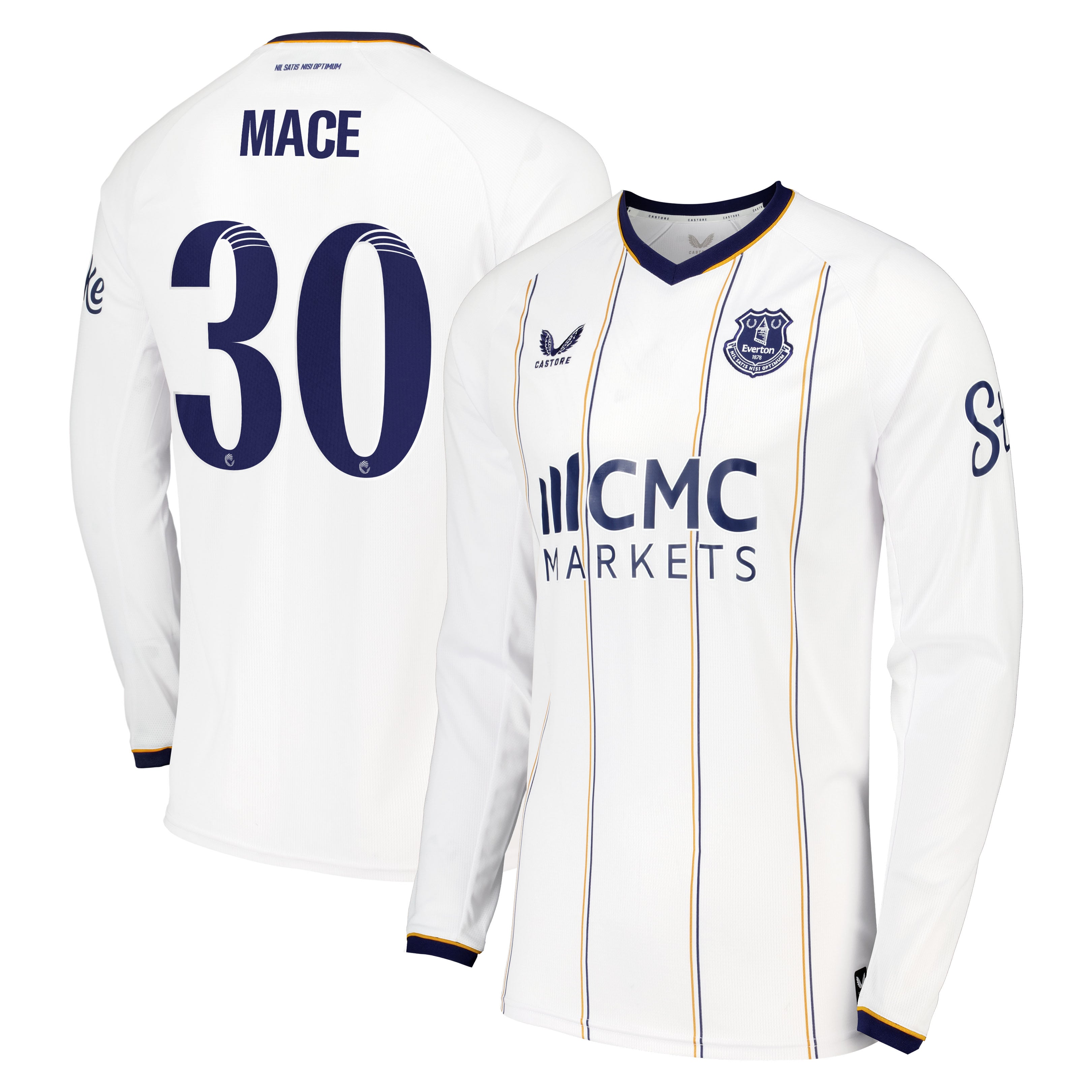 Everton WSL Castore Away Replica Shirt 2026-27 - Long Sleeve with Mace 30 printing