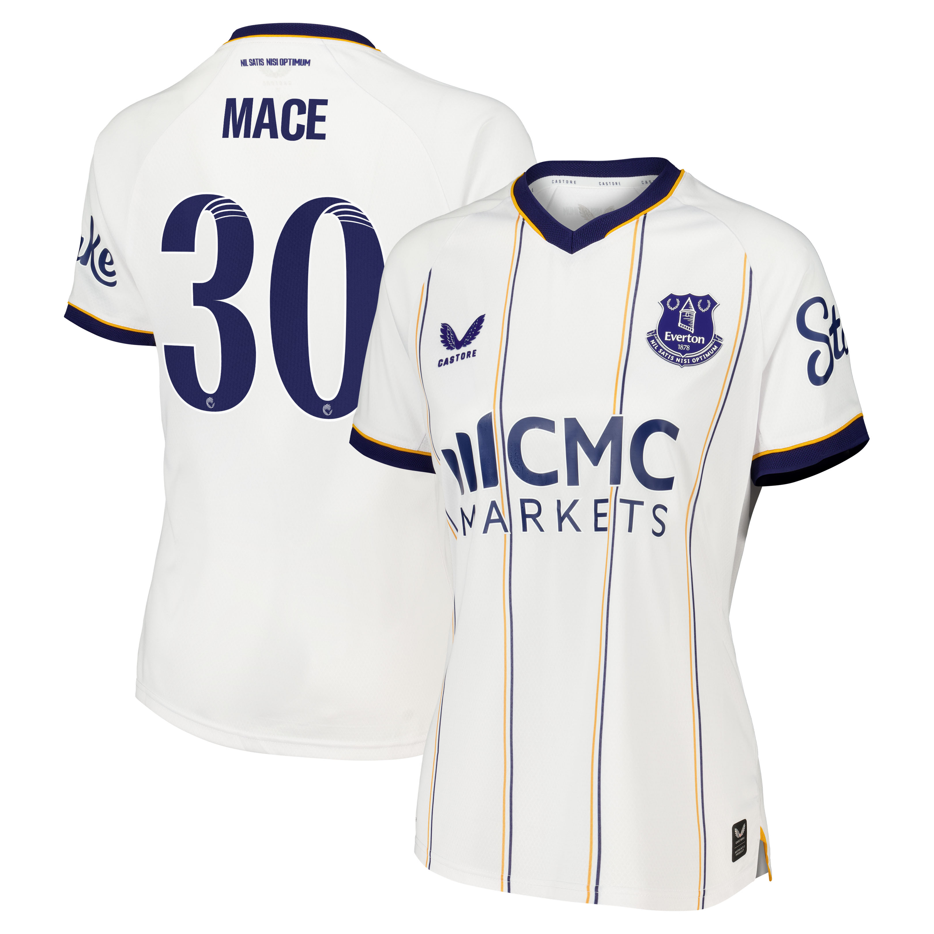Everton WSL Castore Away Pro Shirt 2026-27 - Womens with Mace 30 printing, , rebel_hi-res