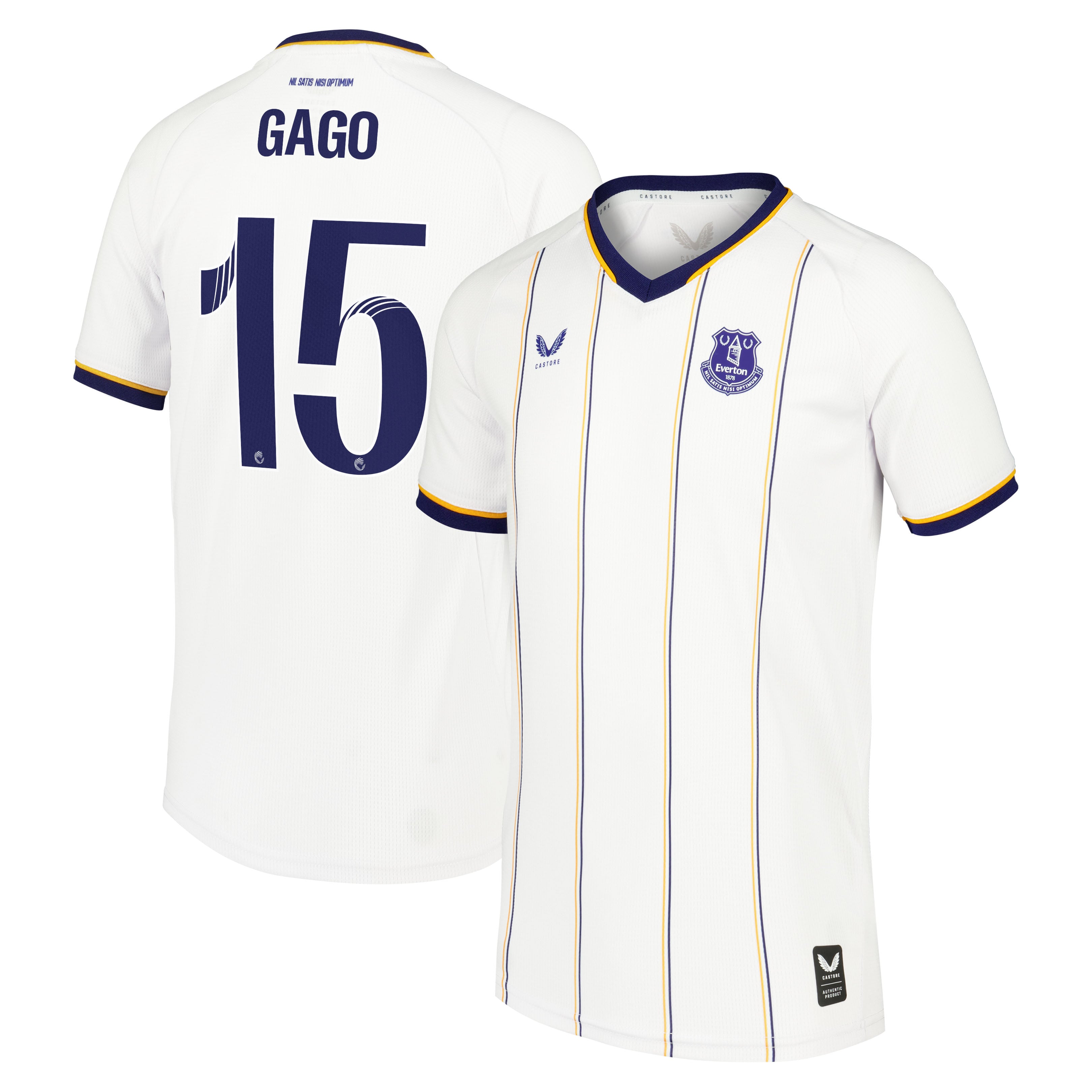 Everton WSL Castore Away Replica Shirt 2026-27 - Kids with Gago 15 printing