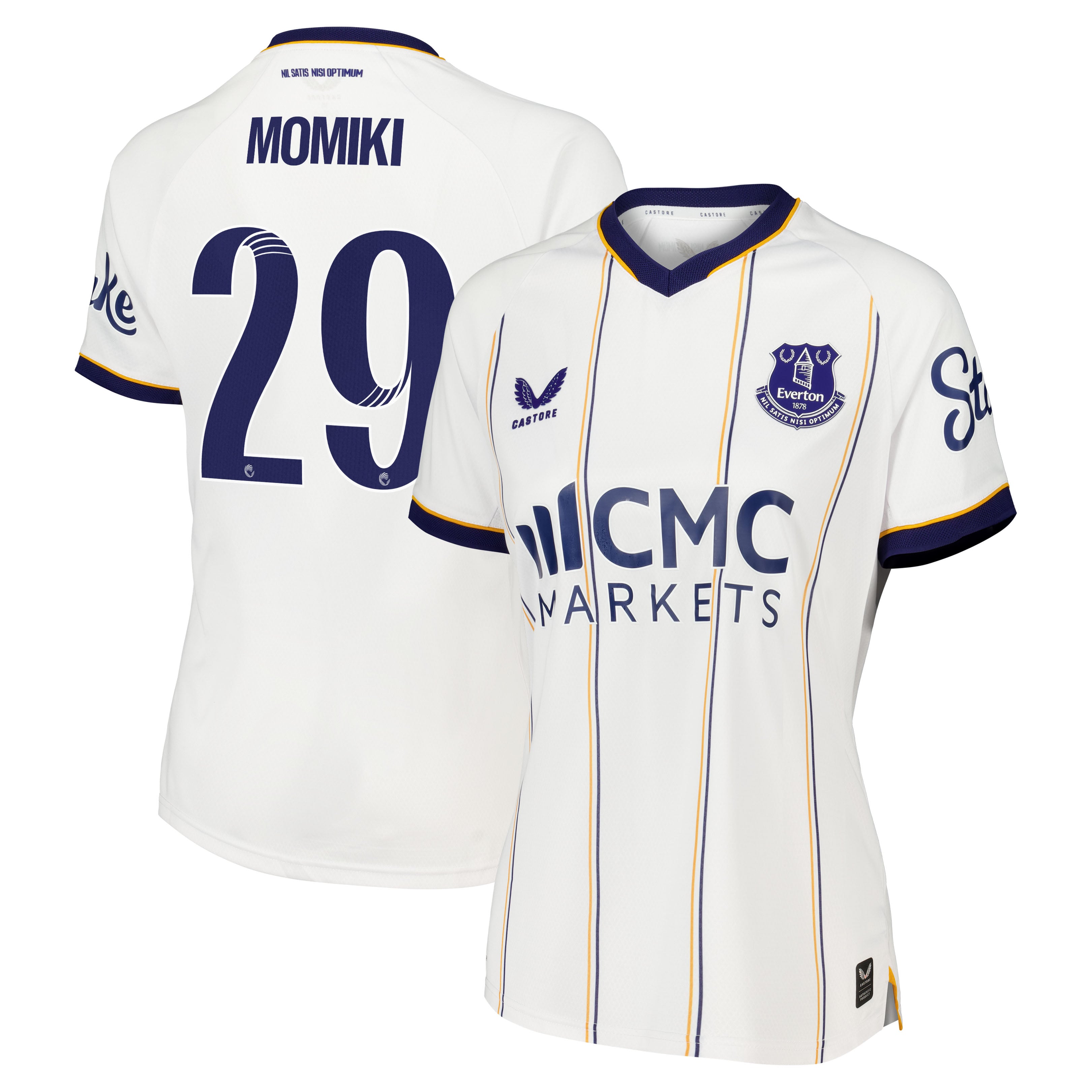 Everton WSL Castore Away Pro Shirt 2026-27 - Womens with Momiki 29 printing, , rebel_hi-res