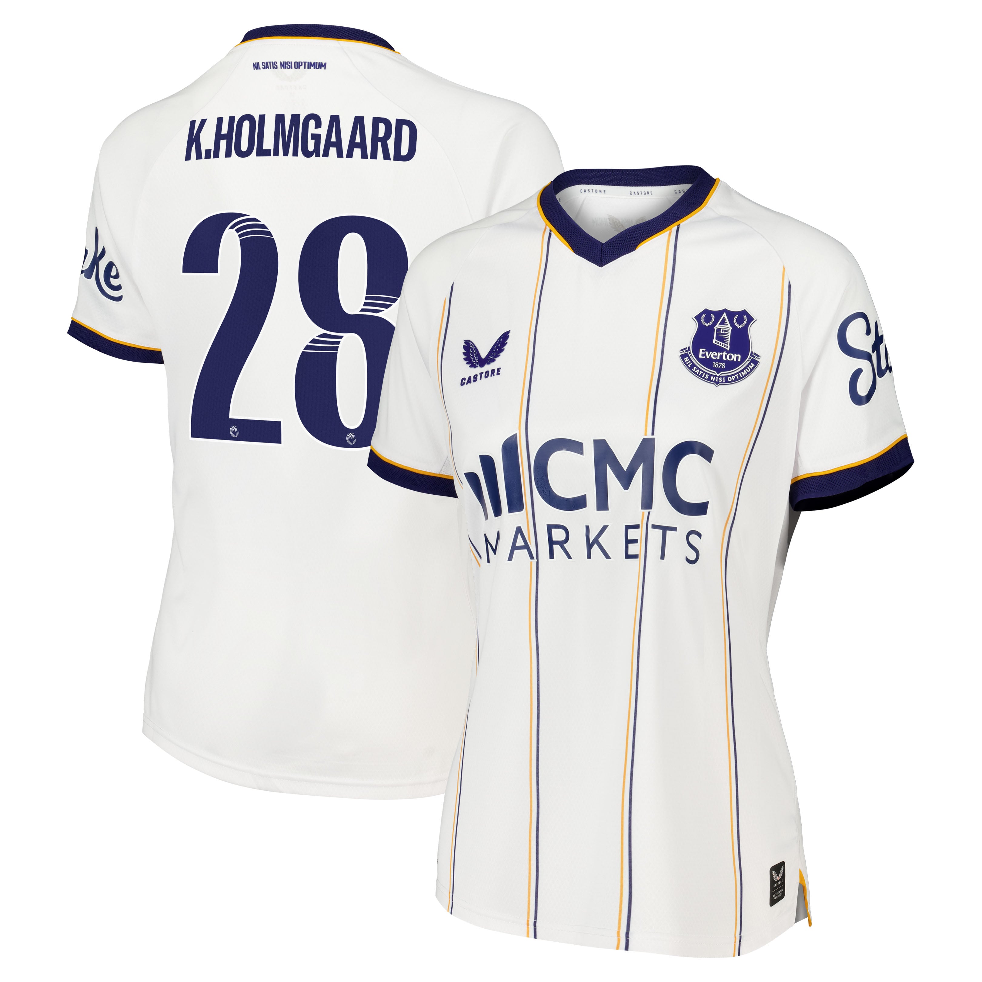 Everton WSL Castore Away Pro Shirt 2026-27 - Womens with K.Holmgaard 28 printing, , rebel_hi-res