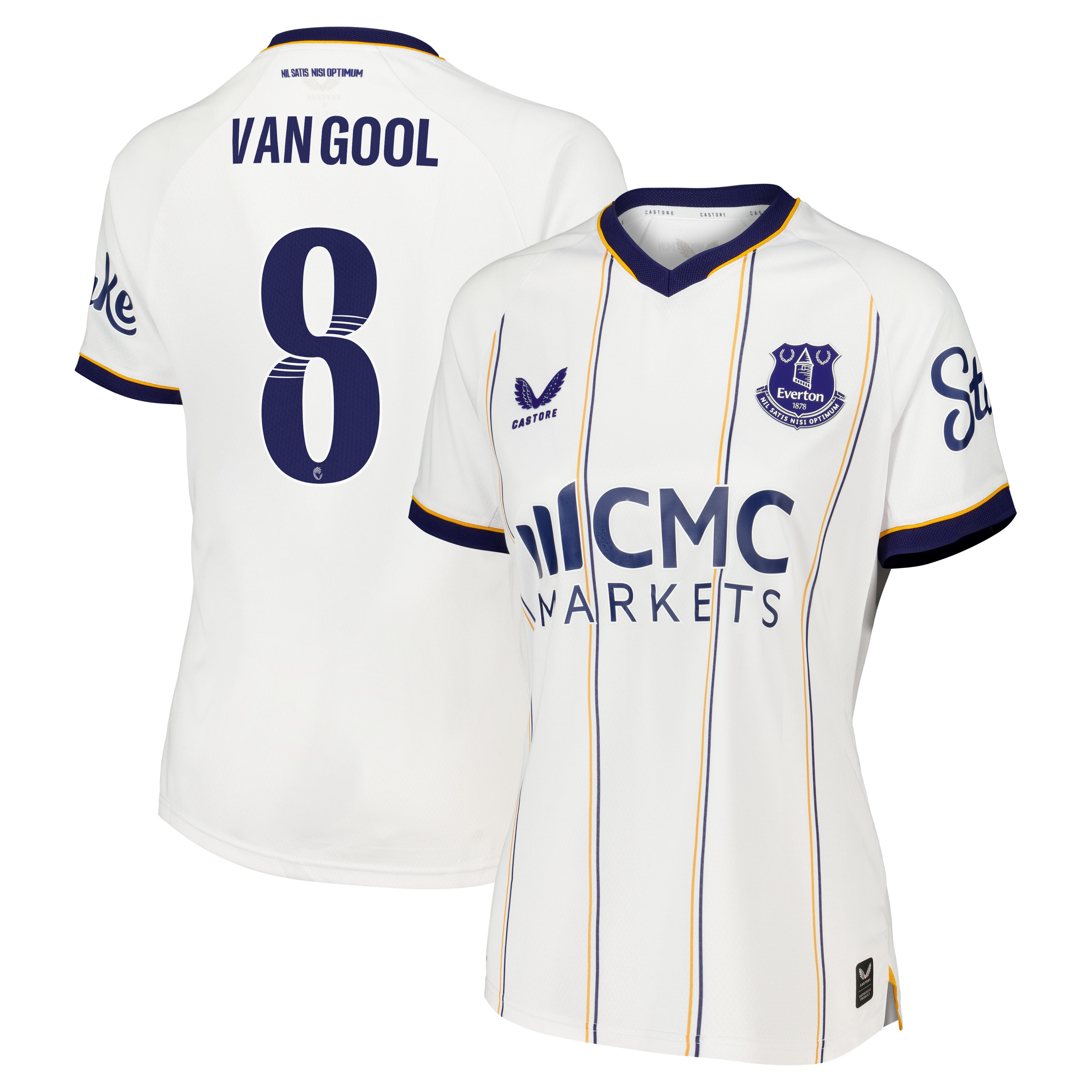 Everton WSL Castore Away Pro Shirt 2026-27 - Womens with Van Gool 8 printing, , rebel_hi-res