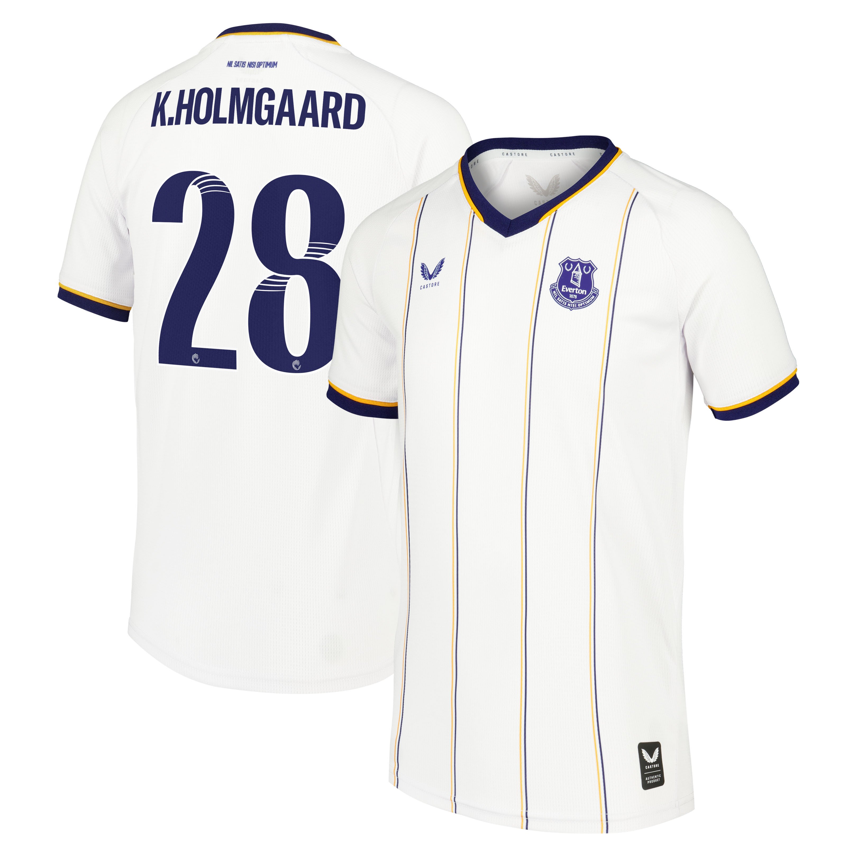 Everton WSL Castore Away Replica Shirt 2026-27 - Kids with K.Holmgaard 28 printing