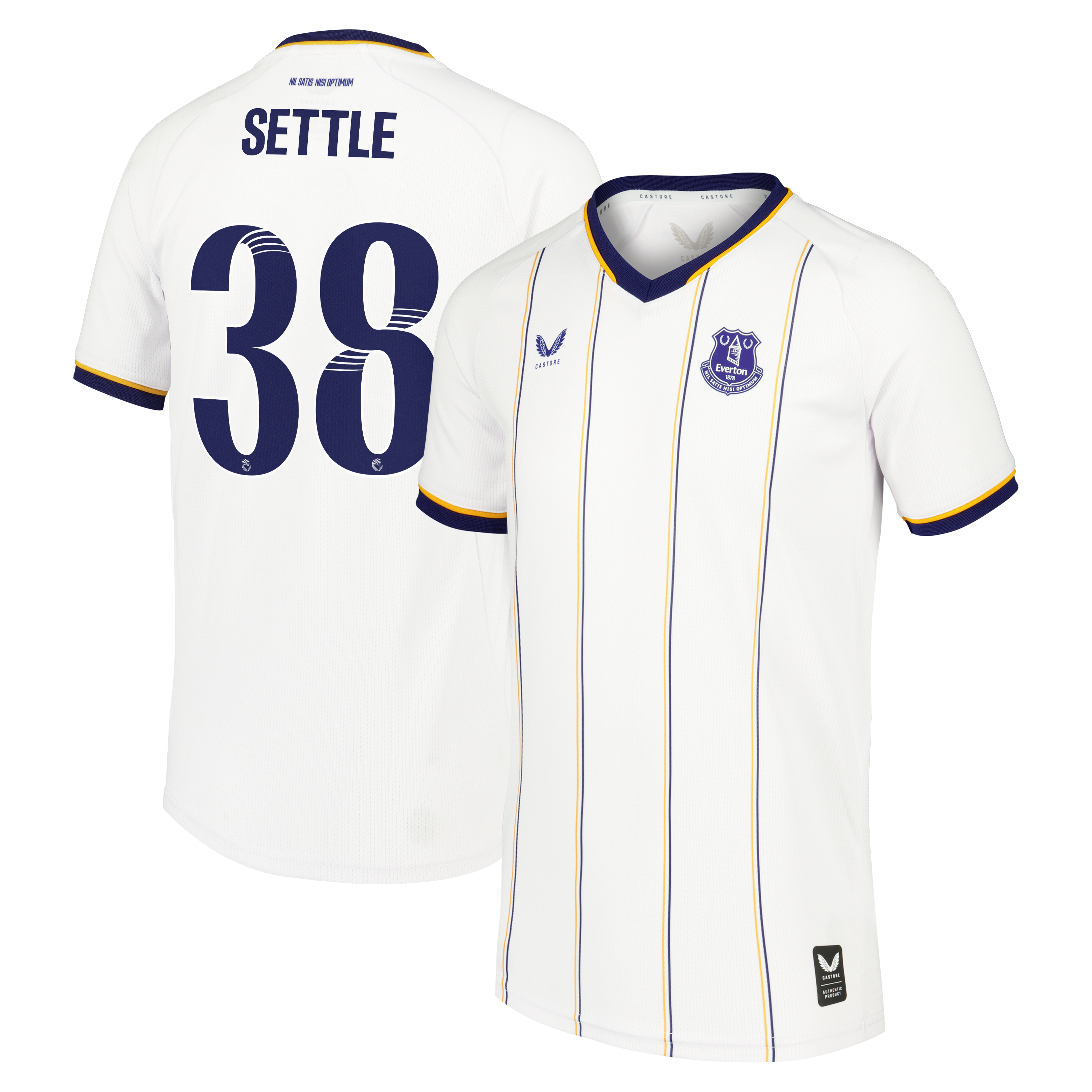 Everton WSL Castore Away Replica Shirt 2026-27 - Kids with Settle 38 printing