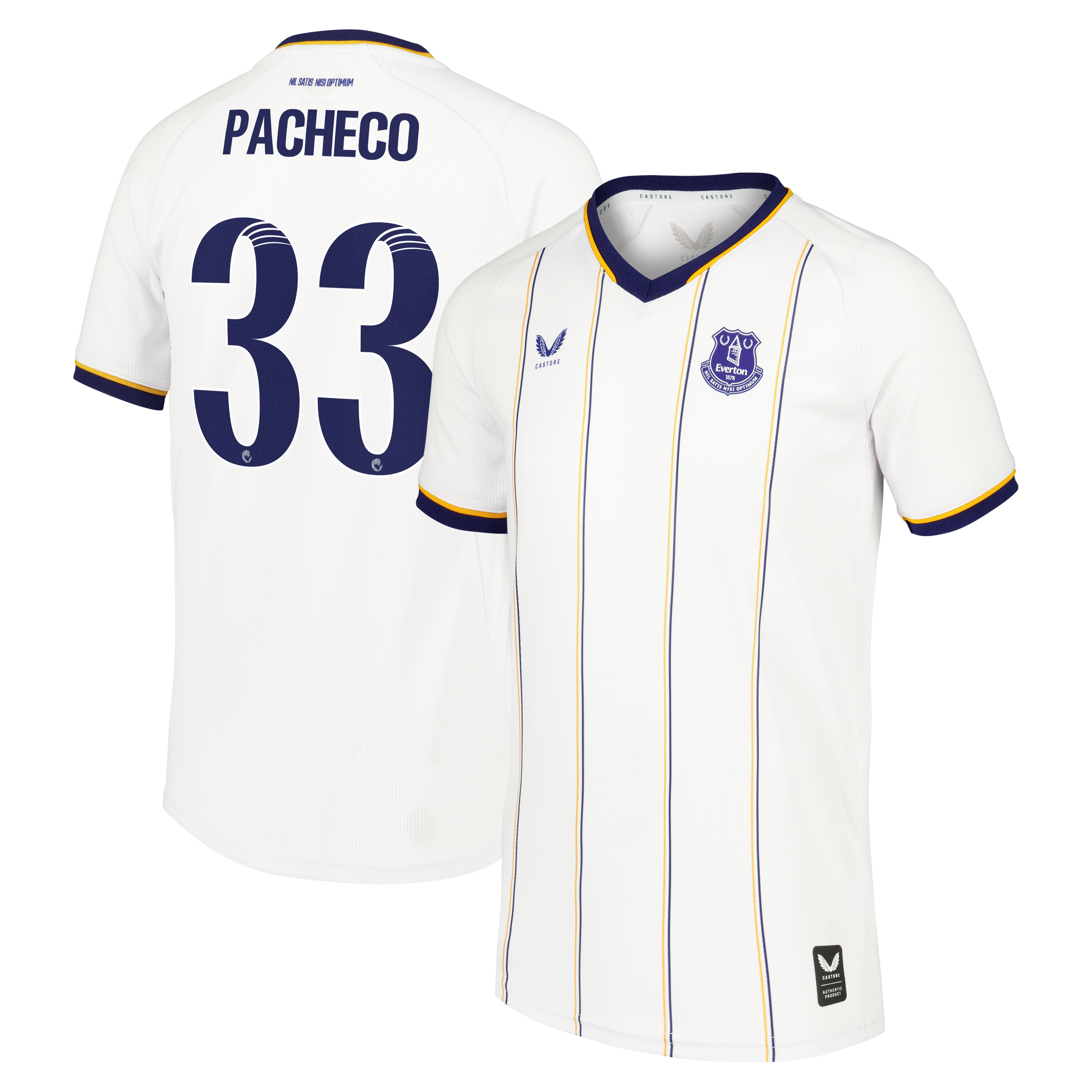 Everton WSL Castore Away Replica Shirt 2026-27 - Kids with Pacheco 33 printing