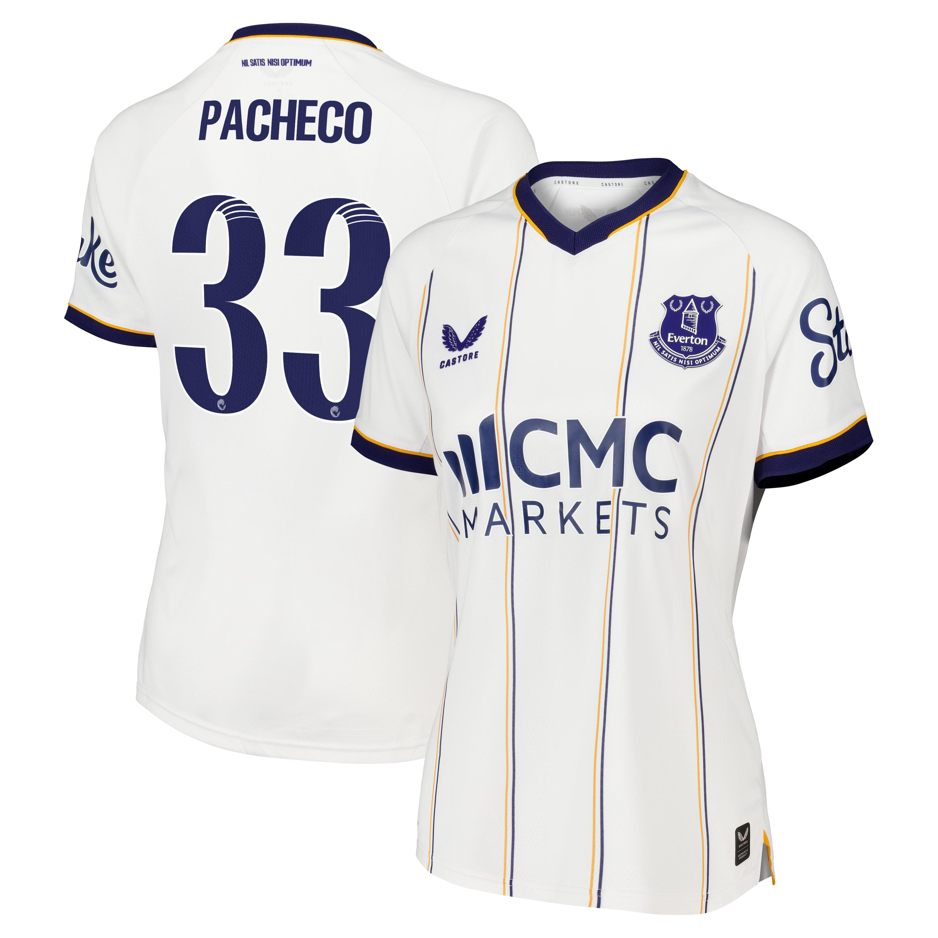 Everton WSL Castore Away Pro Shirt 2026-27 - Womens with Pacheco 33 printing, , rebel_hi-res