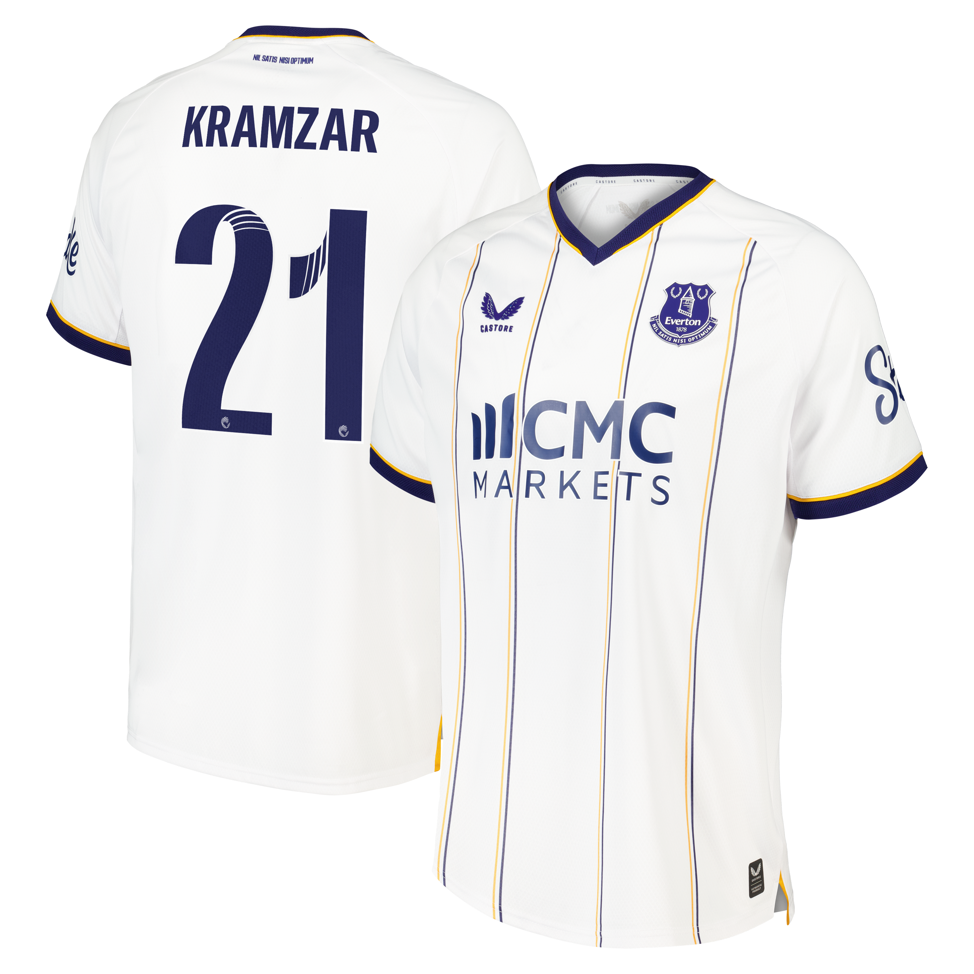 Everton WSL Castore Away Pro Shirt 2026-27 with Kramzar 21 printing